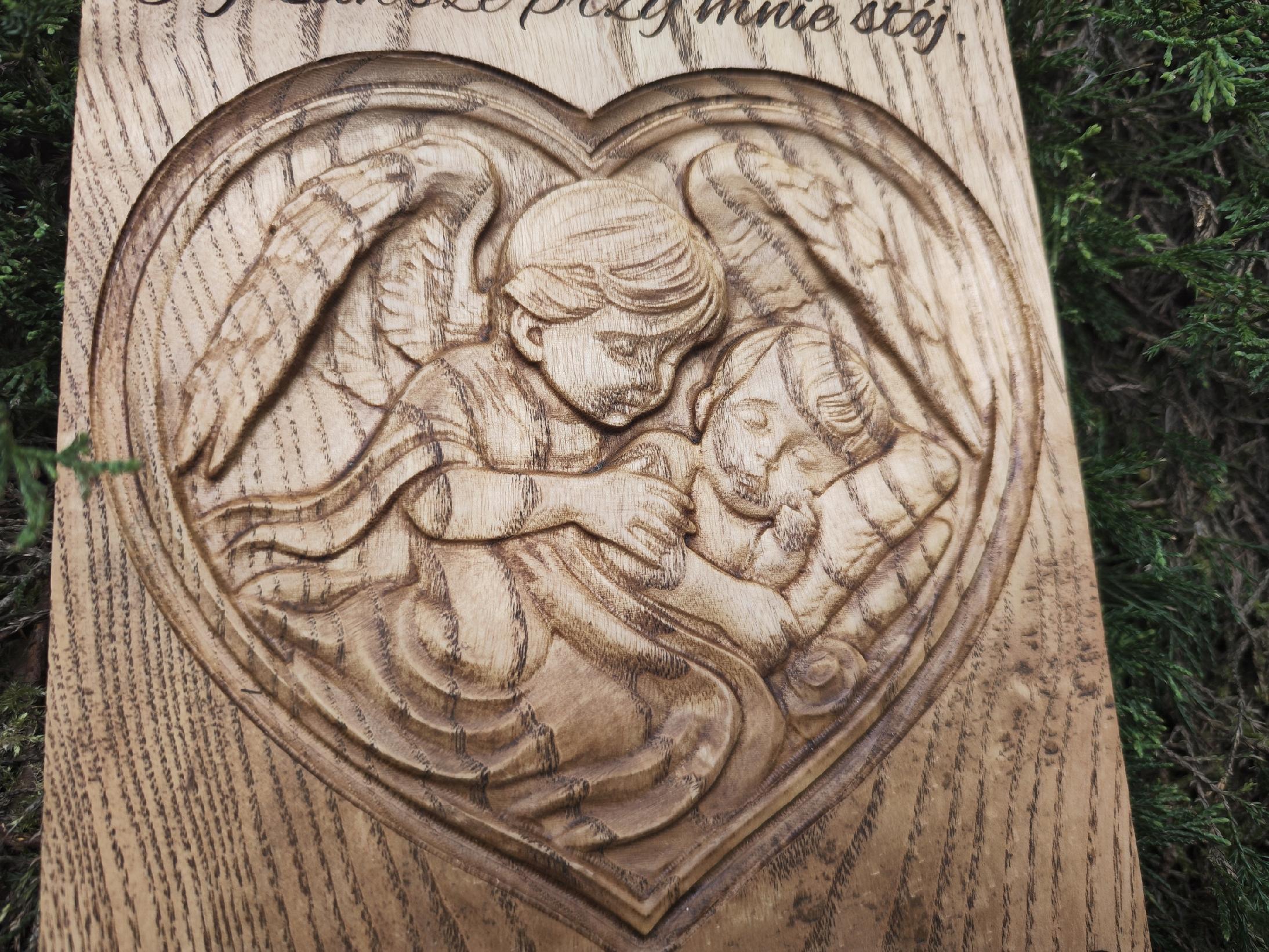 Pamiątka GRAWER Chrztu Świętego Anioł Stróż Prezent Chrzciny Obraz 30 cm