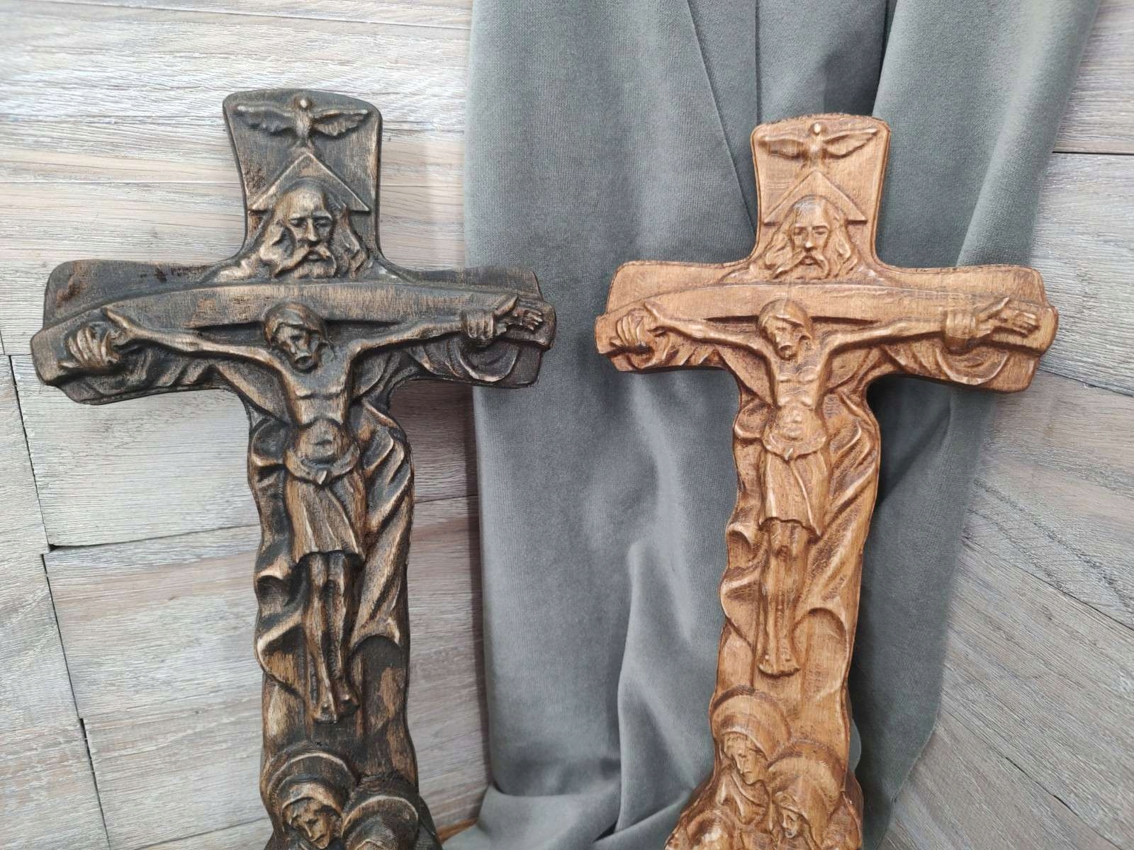 Drewniany Krzyż Krzyżyk na ścianę obraz 30cm