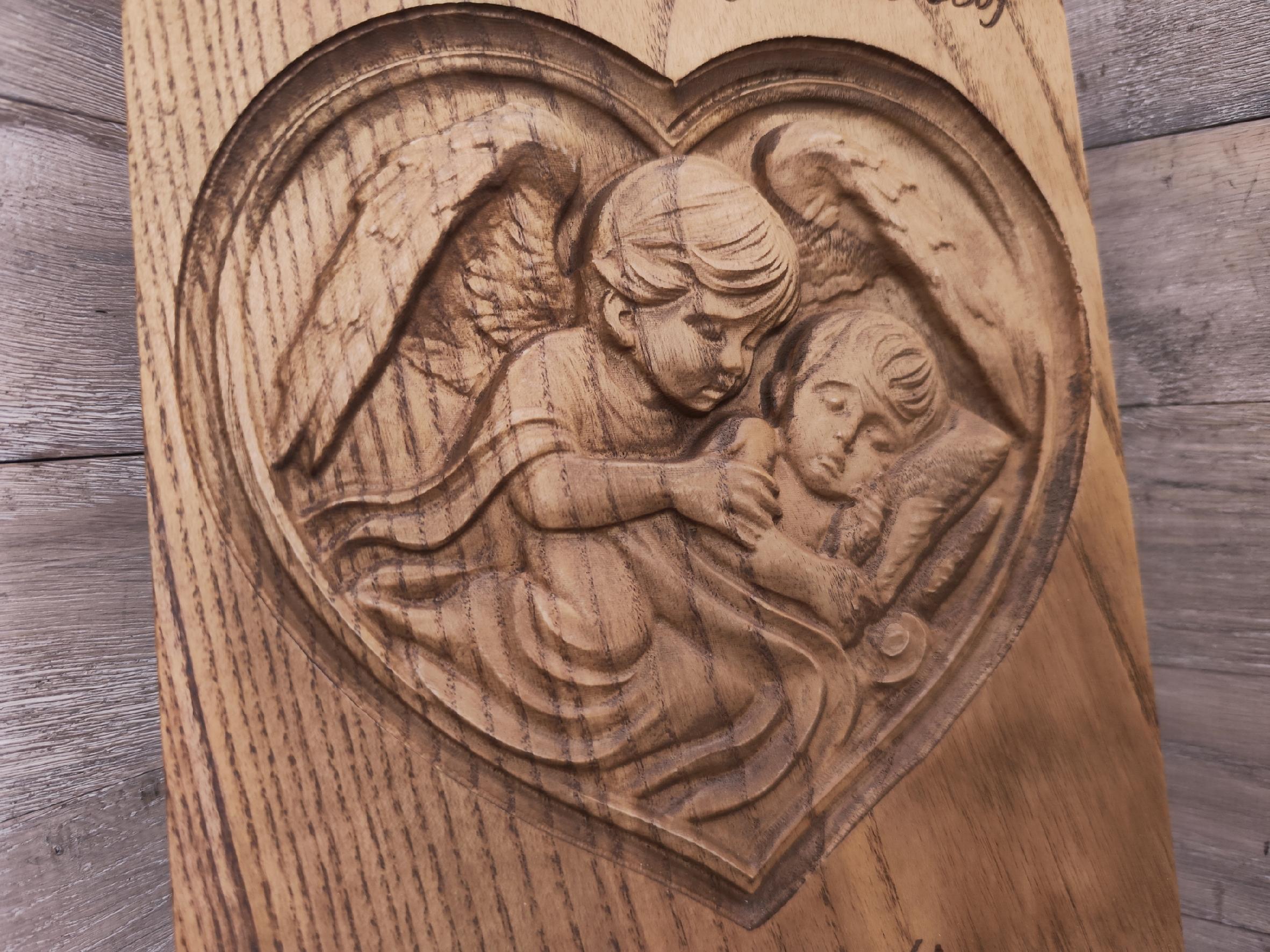 Pamiątka GRAWER Chrztu Świętego Anioł Stróż Prezent Chrzciny Obraz 30 cm