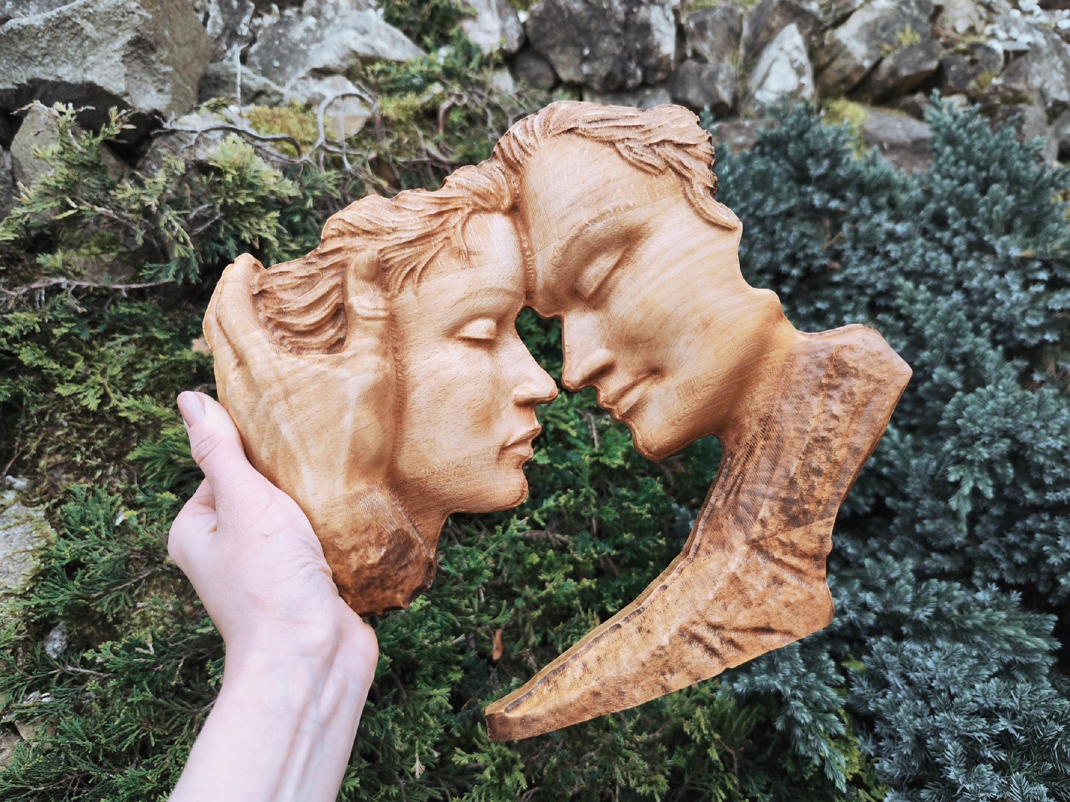 Obraz płaskorzeźba dwie głowy kobieta mężczyzna 80