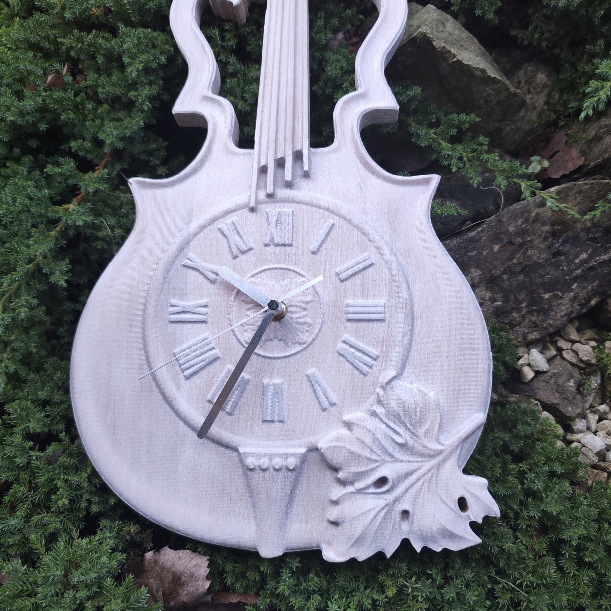 Skrzypce drewniany zegar ścienny w drewnie 60cm prezent dla muzyka