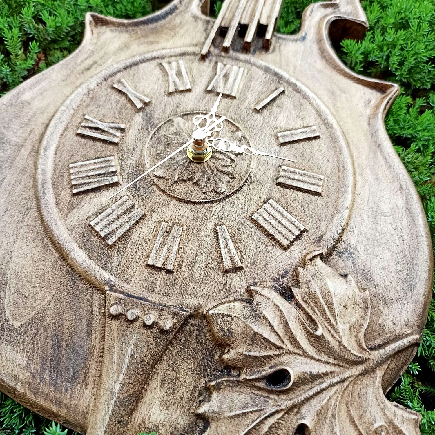 Skrzypce drewniany zegar ścienny w drewnie 60cm prezent dla muzyka