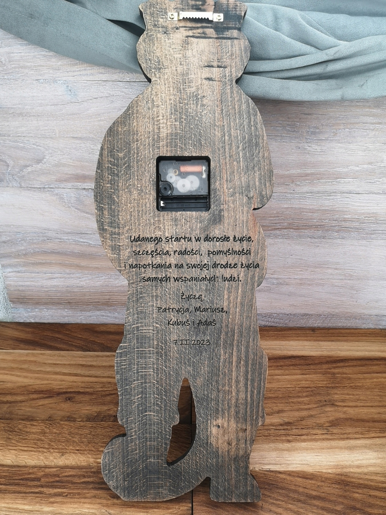 Kot w butach zegar 60cm do pokoju młodzieżowego