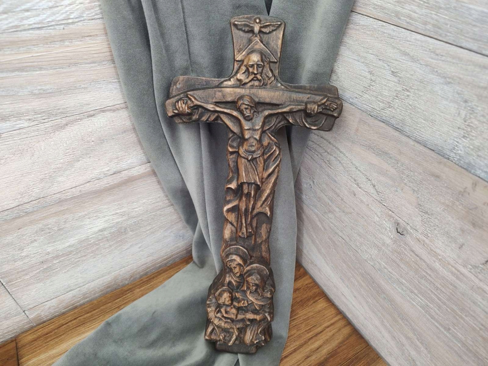 Drewniany Krzyż Krzyżyk na ścianę obraz 30cm