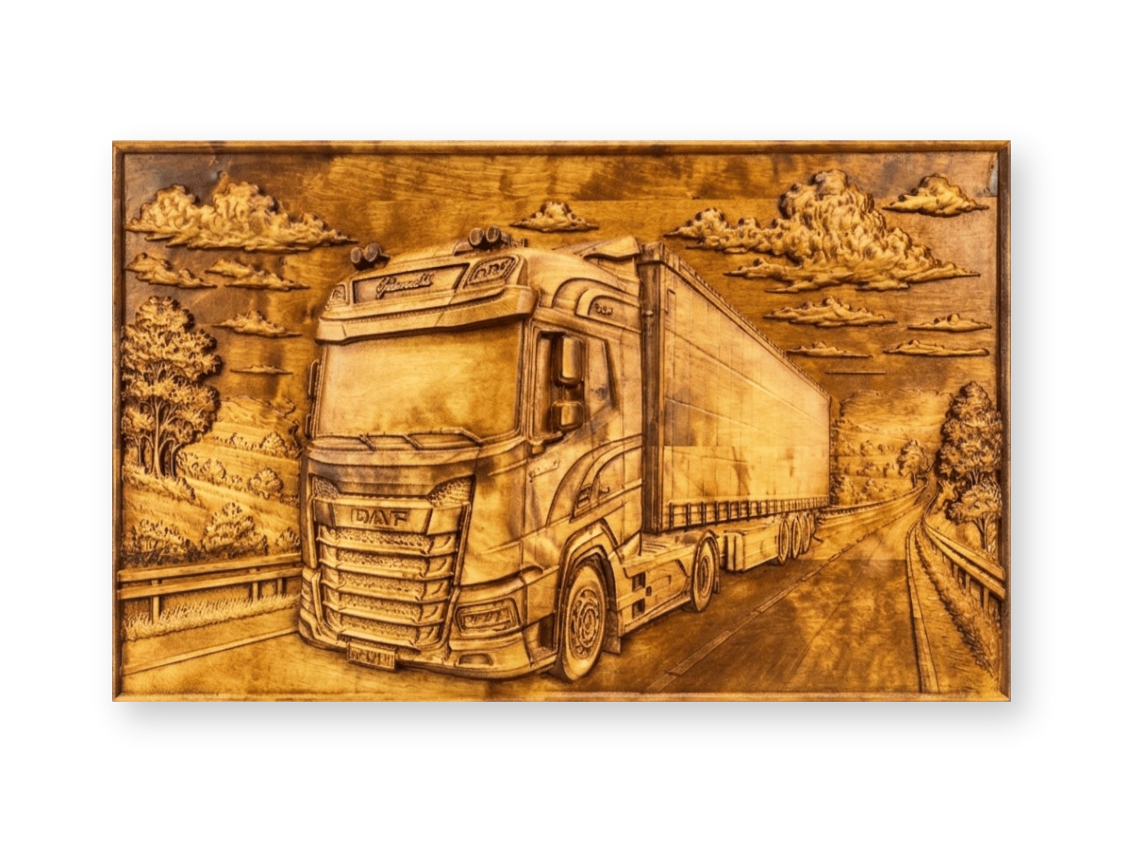 Personalizowana płaskorzeźba drewniana TIR - widok główny