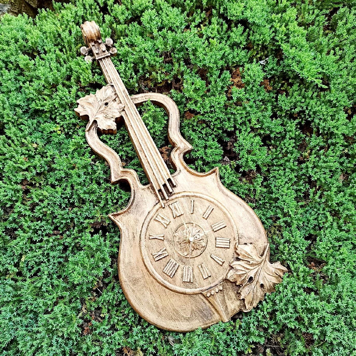 Zegar ścienny z motywem skrzypiec skrzypce 70cm prezent dla muzyka