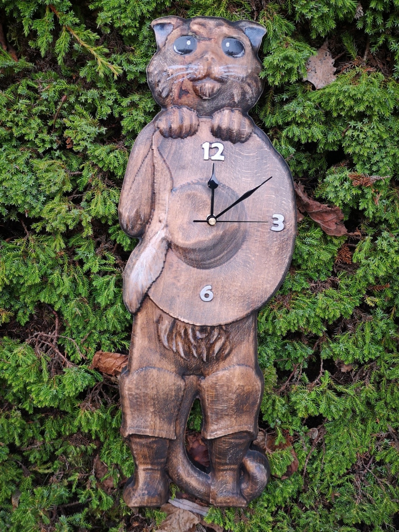 Kot w butach zegar 60cm do pokoju młodzieżowego