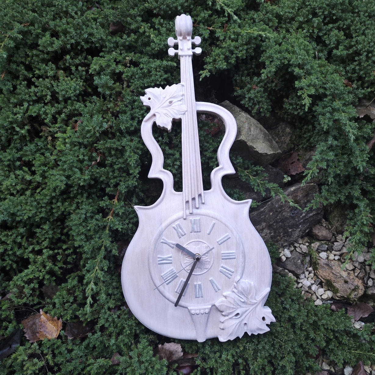 Skrzypce drewniany zegar ścienny w drewnie 60cm prezent dla muzyka