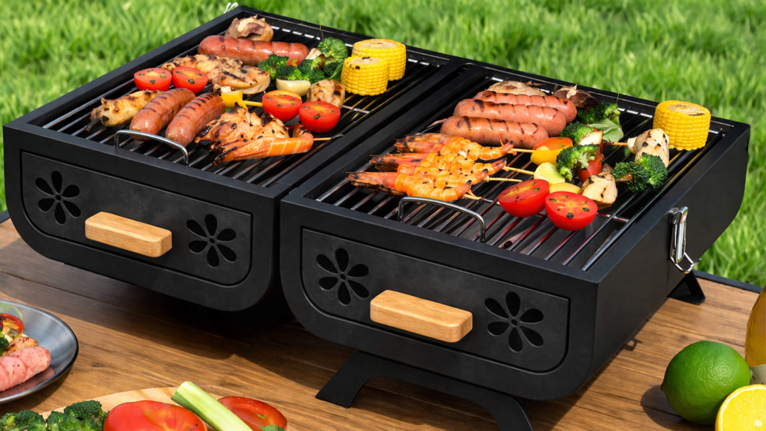 Grill turystyczny węglowy składany przenośny walizka kempingowy ogrodowy bbq skrzynka