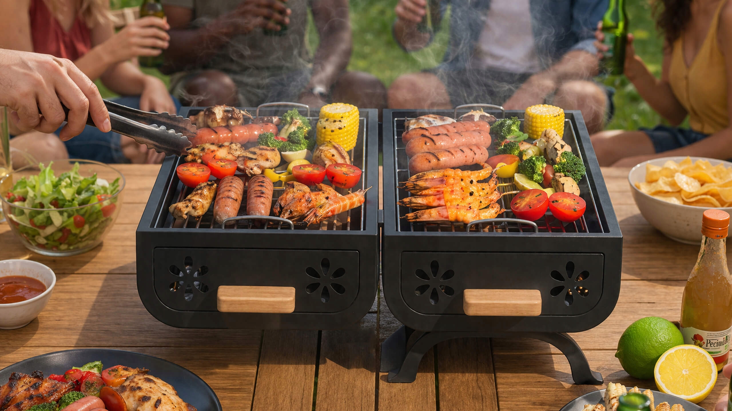 Grill turystyczny węglowy składany przenośny walizka kempingowy ogrodowy bbq skrzynka
