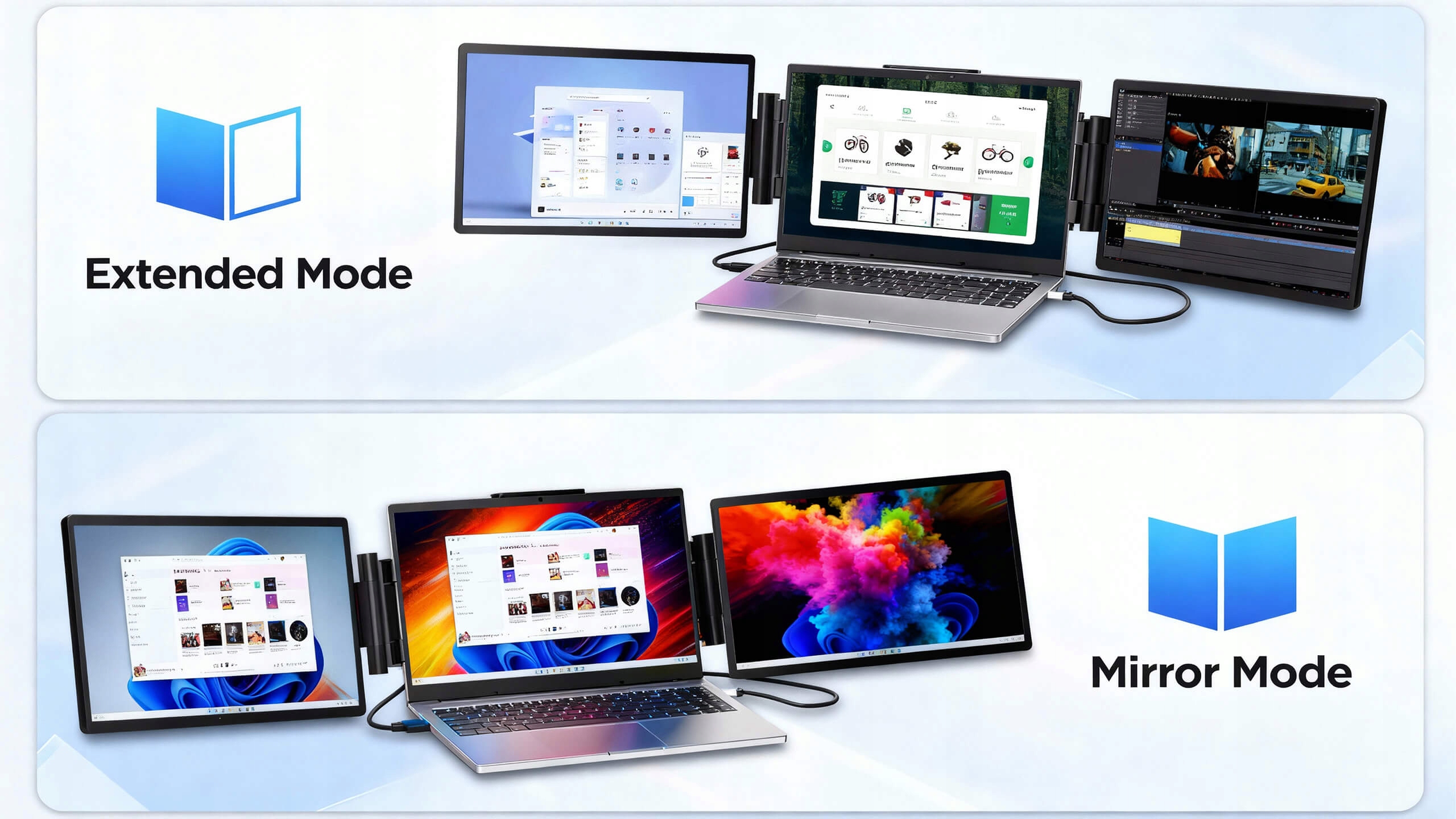Podwójny monitor przenośny do laptopa 14" LCD IPS HDR WUXGA 1920 × 1200 60 Hz mini HDMI USB-C