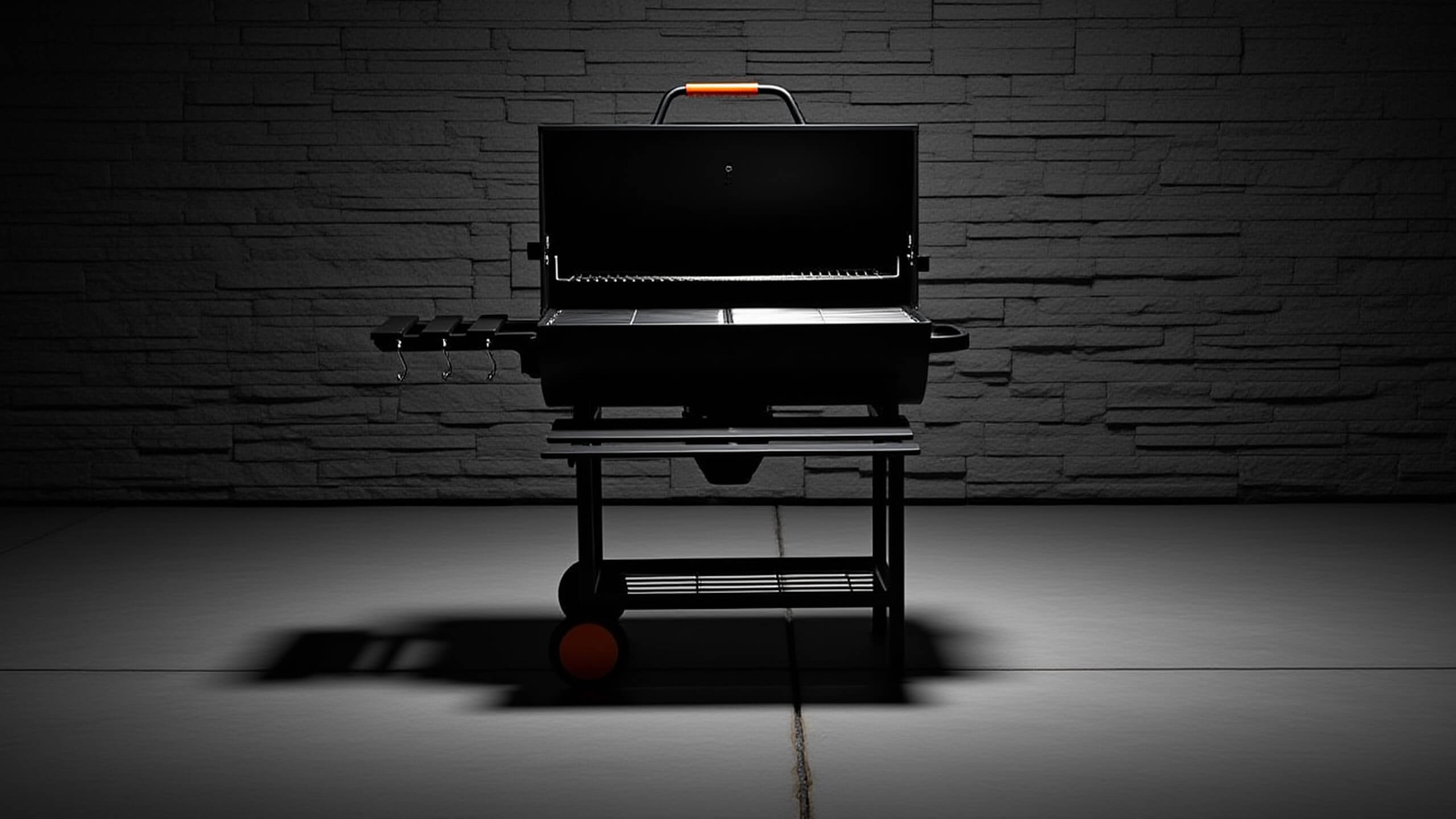 VIBEN FIRETUBE PRO - duży grill węglowy ogrodowy z pokrywą, 2 ruszty, popielnik, termometr, stal, 2 półki