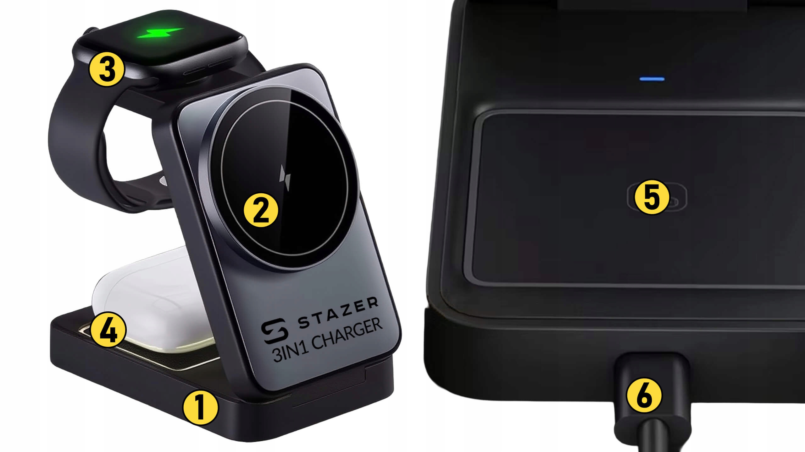 Bezprzewodowa ładowarka indukcyjna wireless do Apple Watch, iPhone i AirPods 3w1 15W MagSafe QI
