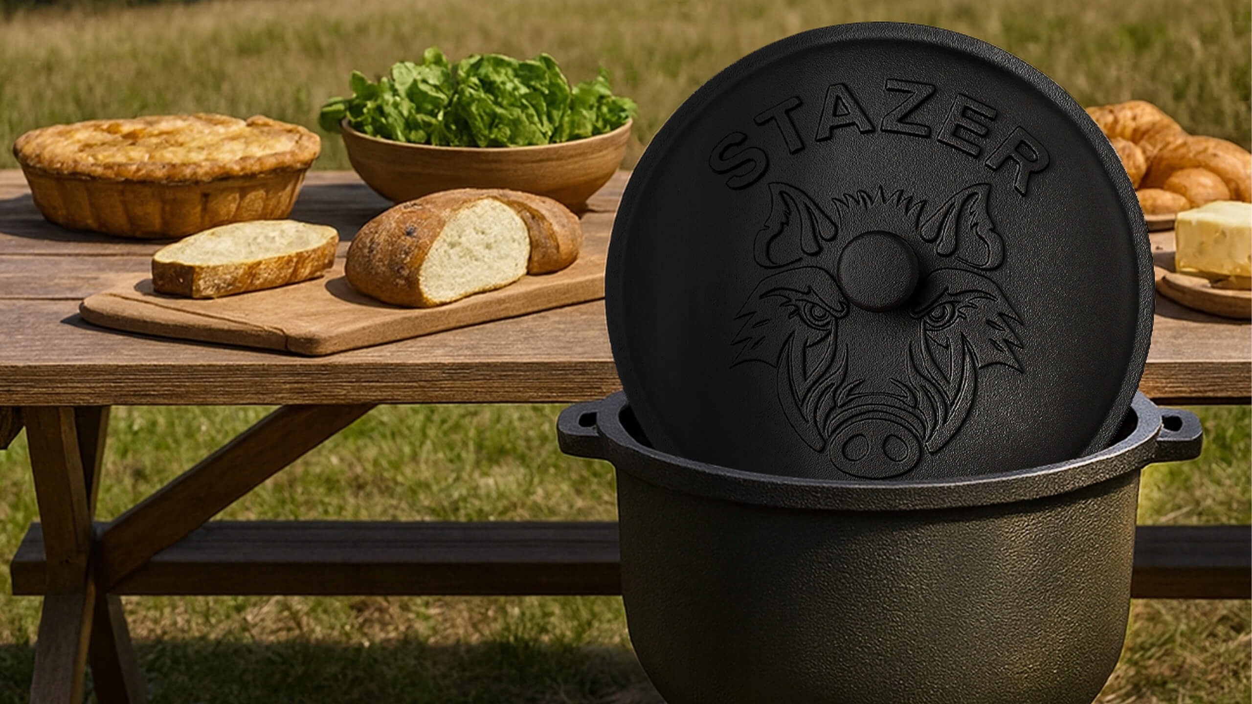 Kociołek żeliwny emaliowany, garnek myśliwski 5l na ognisko grill