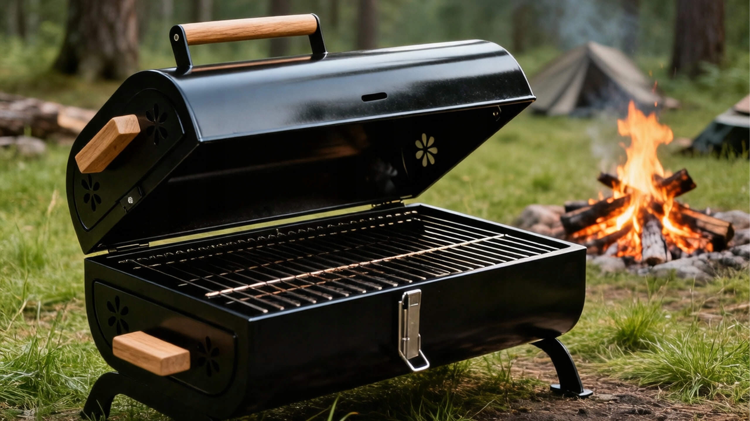 Grill turystyczny węglowy składany przenośny walizka kempingowy ogrodowy bbq skrzynka