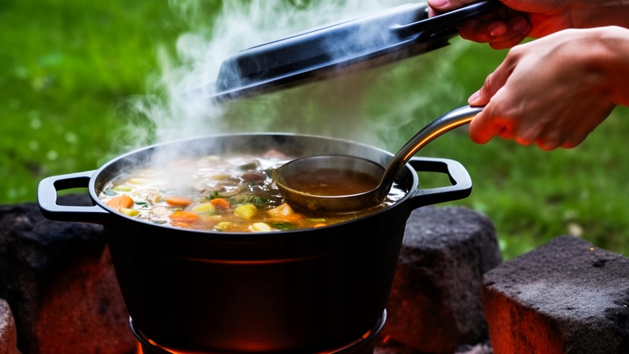 Kociołek żeliwny z patelnią garnek myśliwski węgierski na ognisko grill 8l