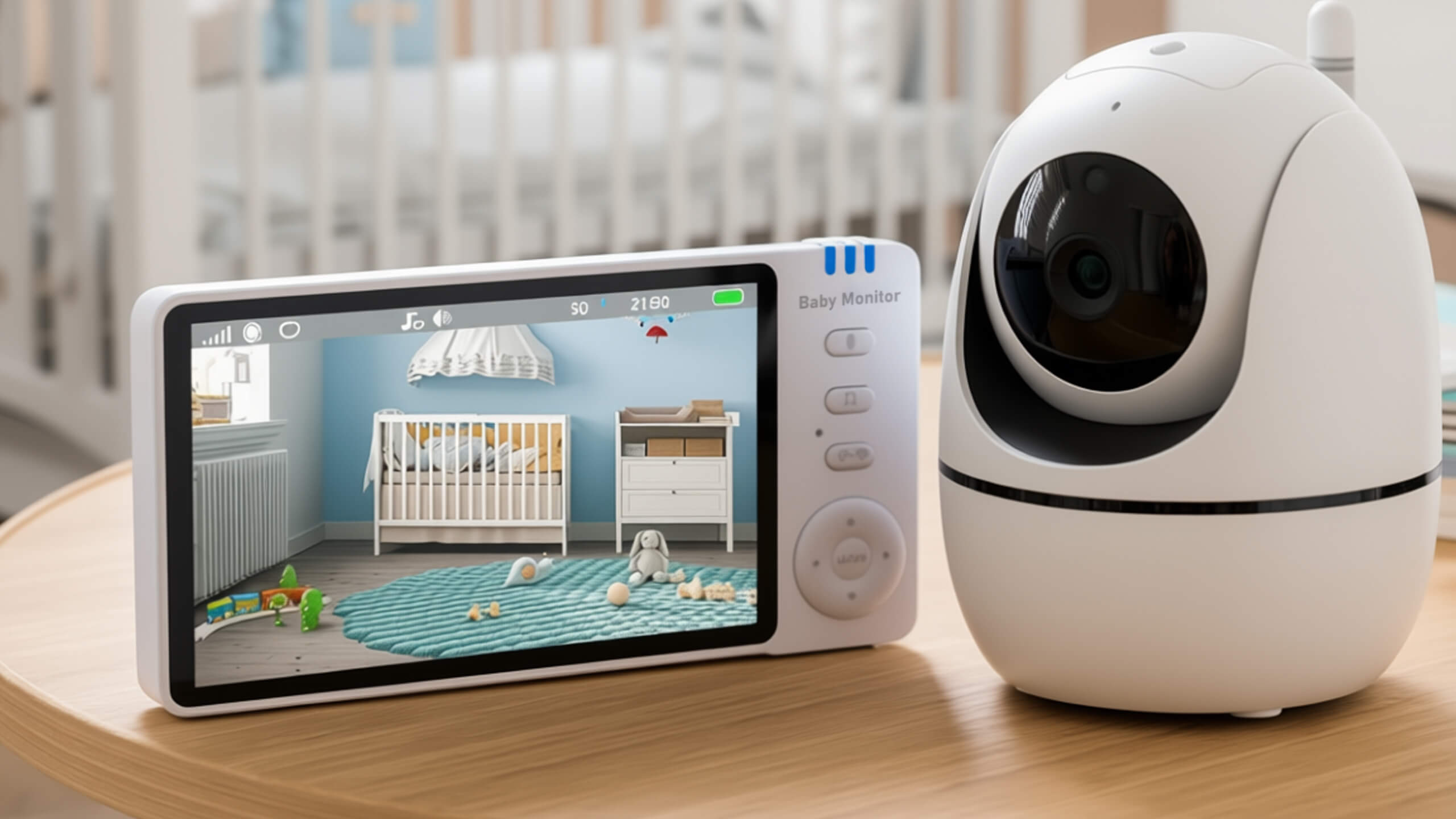 Niania elektroniczna z kamerą obrotową – baby monitor ekran LCD 5" HD