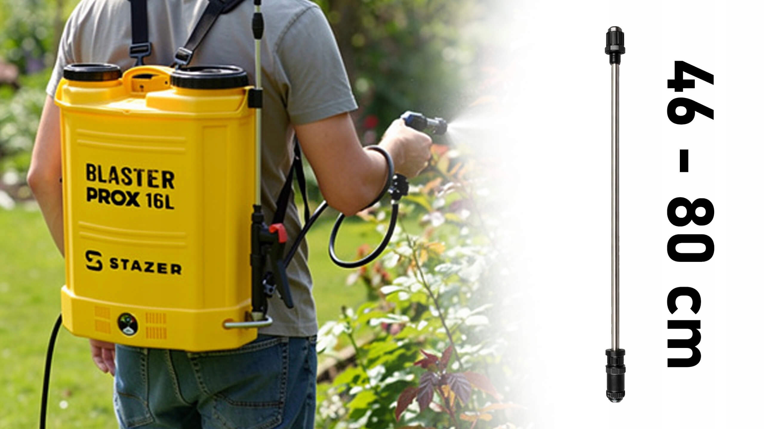STAZER BLASTER ProX - opryskiwacz akumulatorowy plecakowy elektryczny ogrodowy 16 l, lanca 46-80 cm