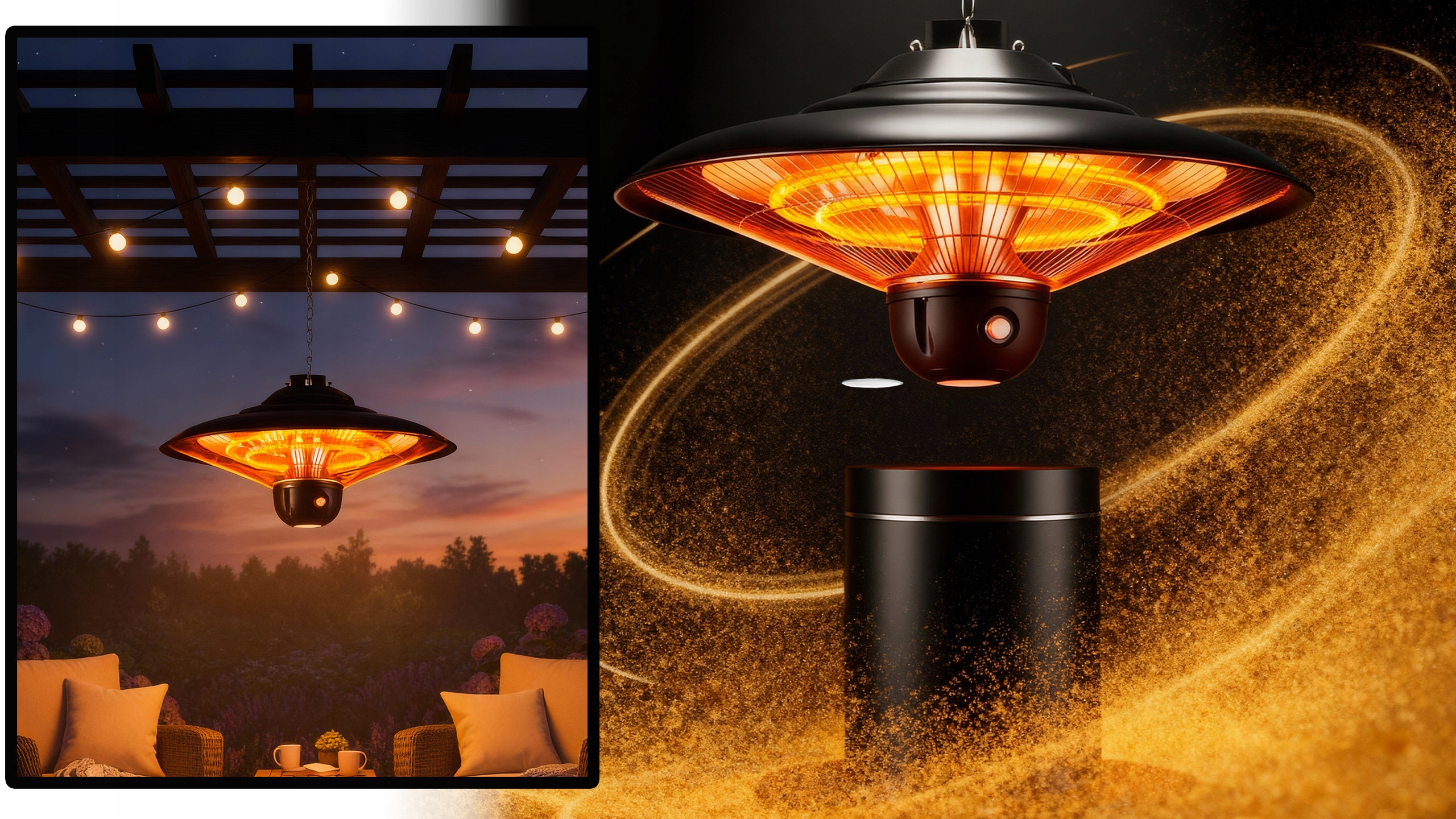 vIben SUNVEIL - promiennik sufitowy lampa grzewcza żarnik z pilotem na taras 2000W