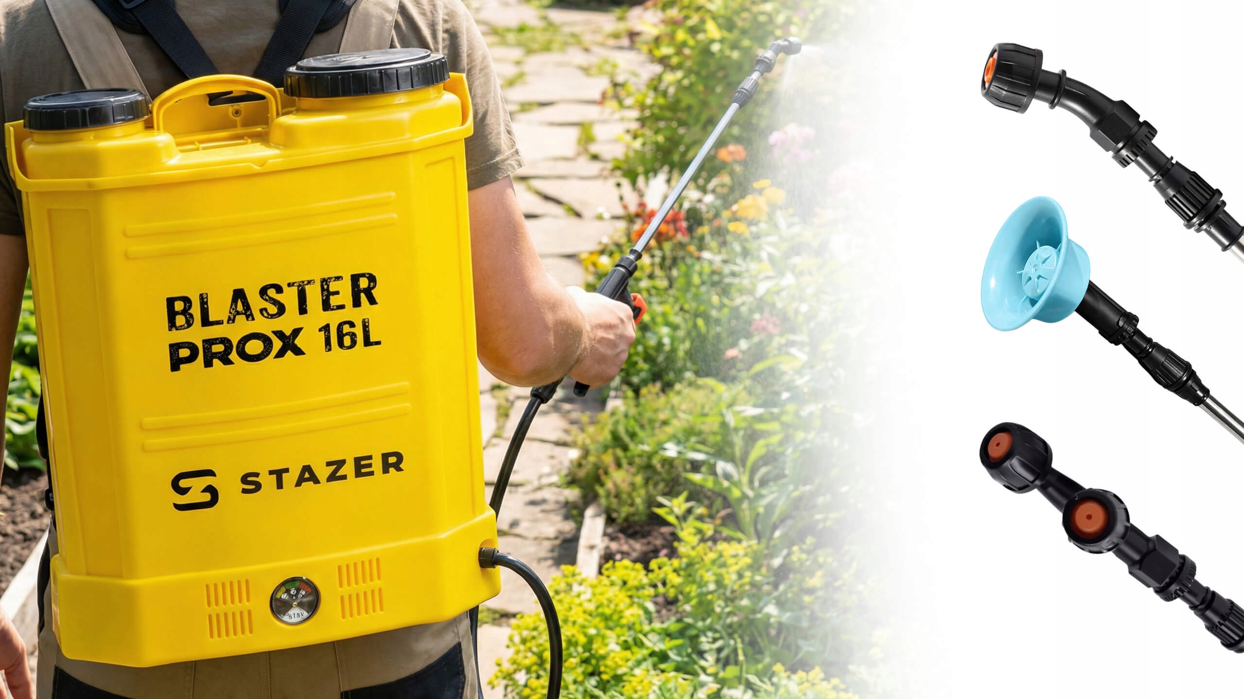 STAZER BLASTER ProX - opryskiwacz akumulatorowy plecakowy elektryczny ogrodowy 16 l, lanca 46-80 cm