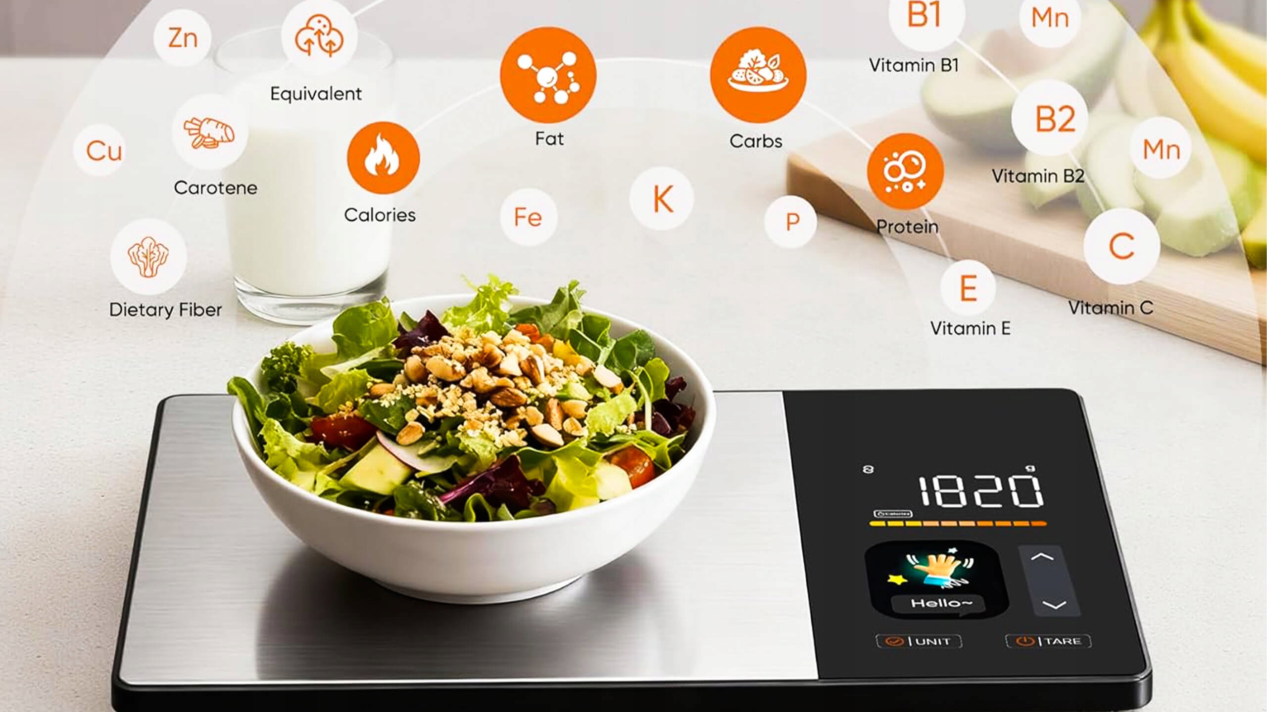 Waga kuchenna dietetyczna bluetooth z aplikacją na telefon 5kg/1g
