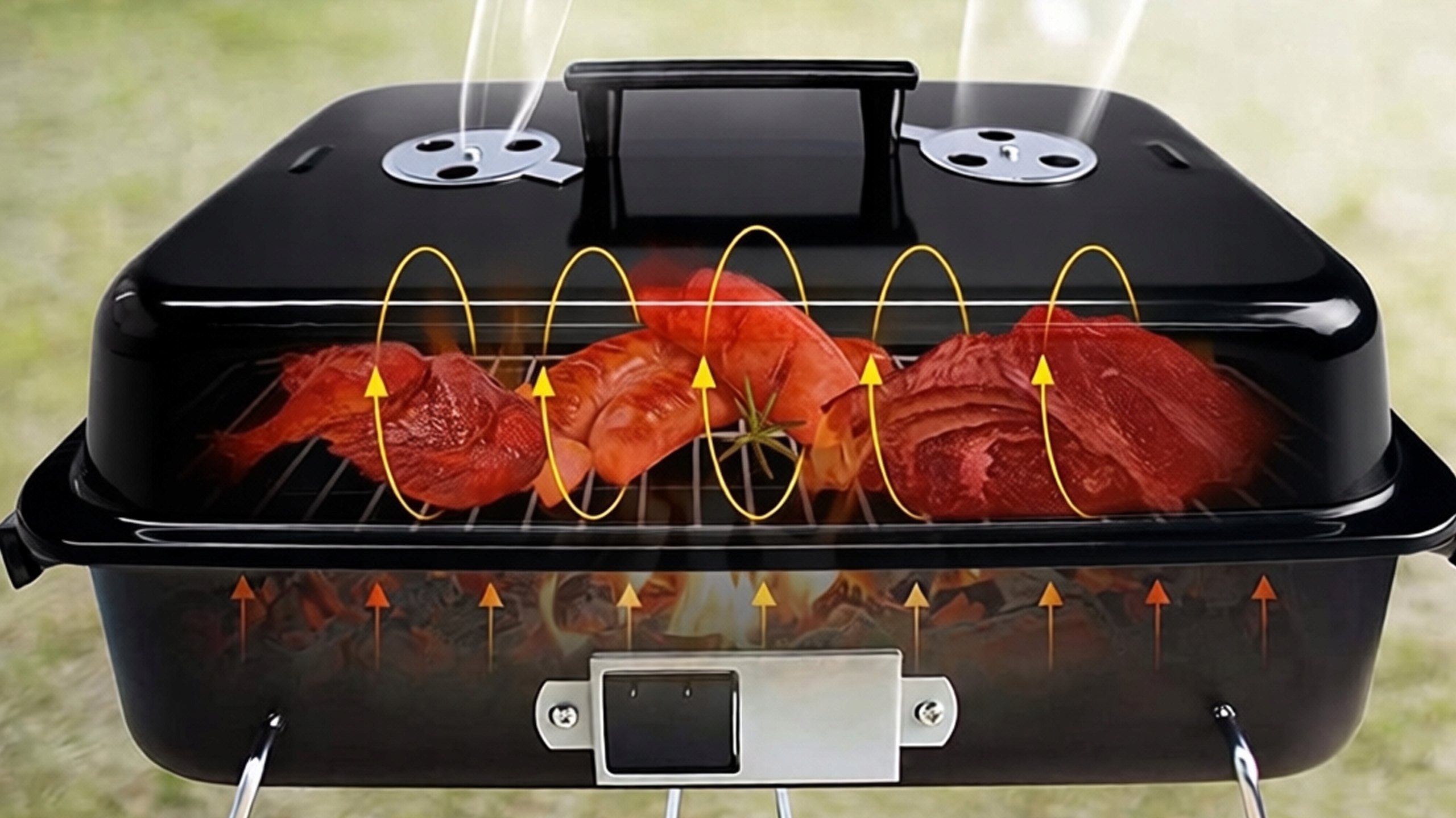Składany grill węglowy w formie walizki