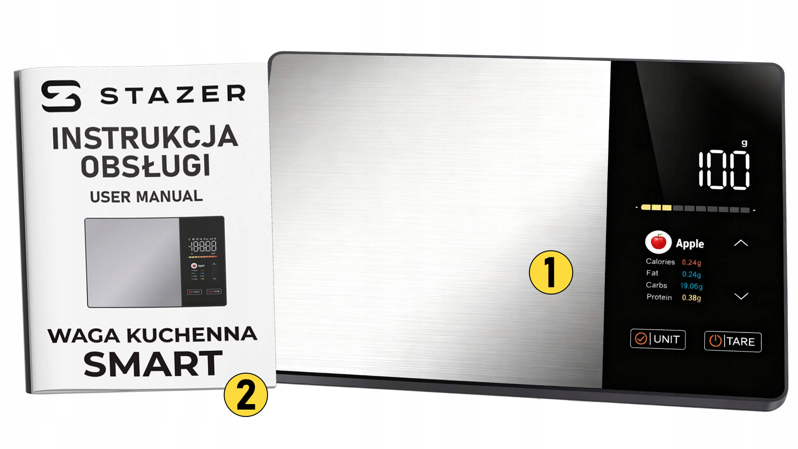 Waga kuchenna dietetyczna bluetooth z aplikacją na telefon 5kg/1g