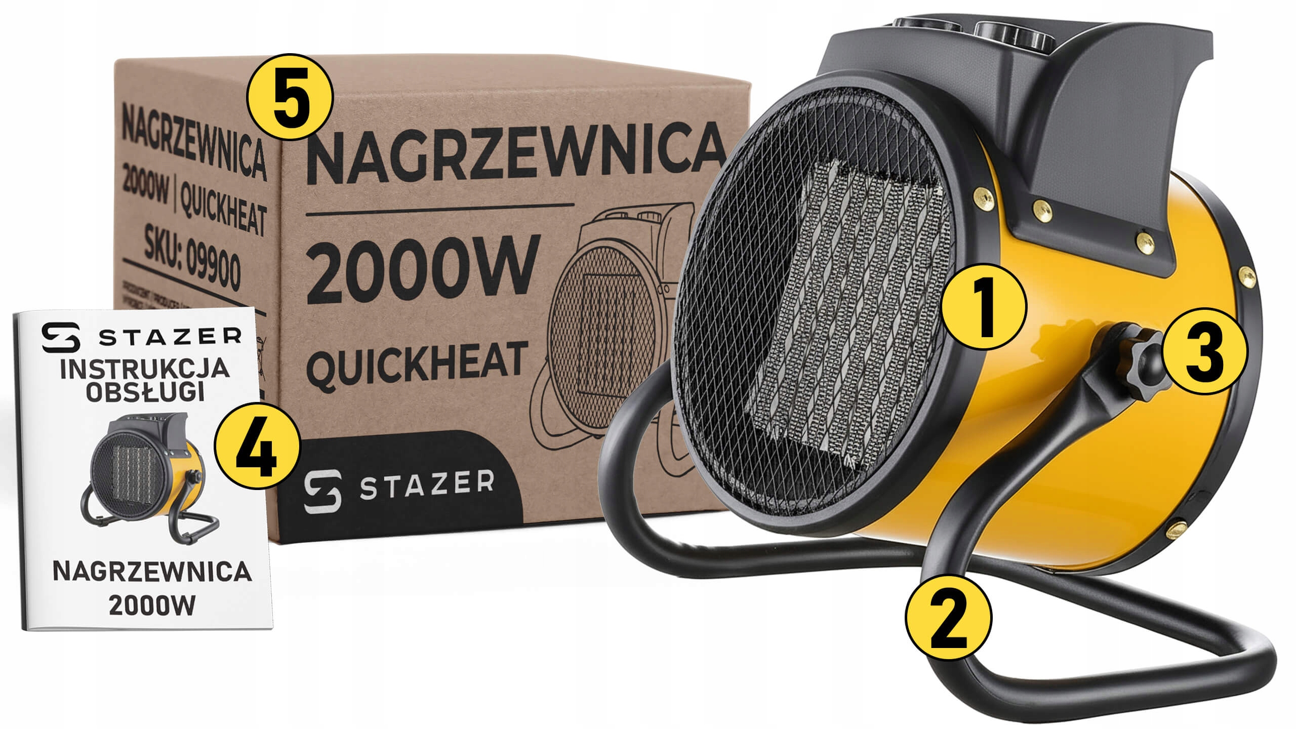 Farelka termowentylator nagrzewnica grzejnik. Przenośne ogrzewanie elektryczne 2000 W.