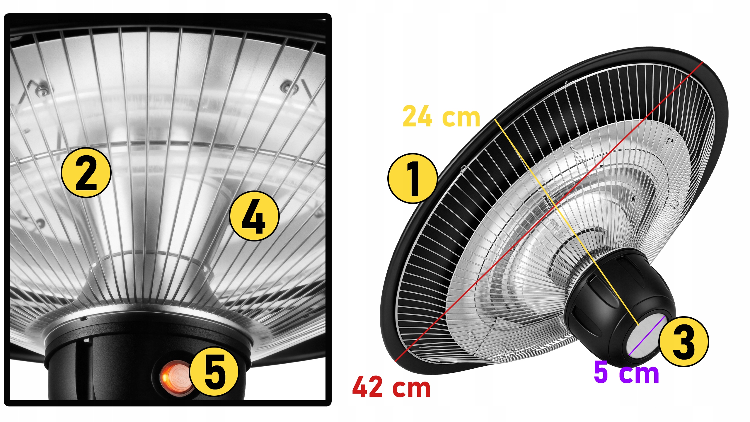 vIben SUNVEIL - promiennik sufitowy lampa grzewcza żarnik z pilotem na taras 2000W