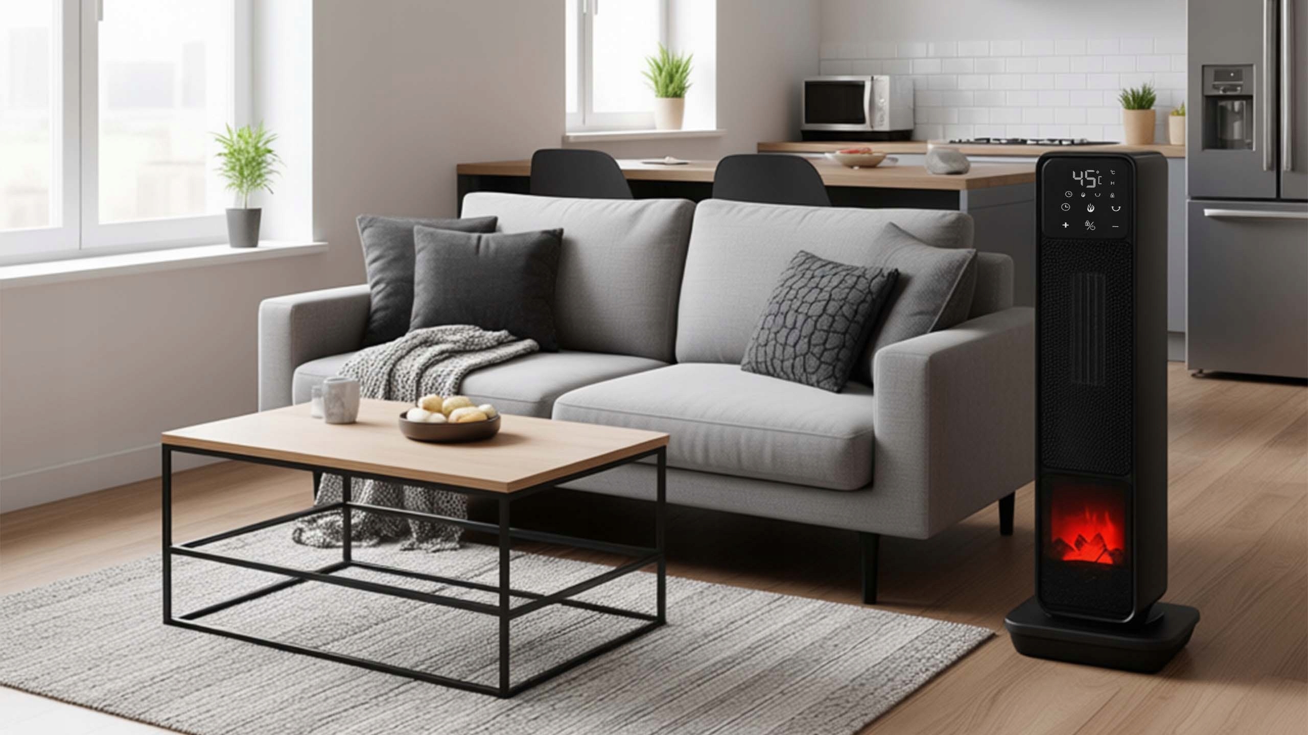 STAZER TURBOWARM – Termowentylator Kolumnowy, Grzejnik Elektryczny Kominek Farelka 2200W z Termostatem, Timerem i Pilotem