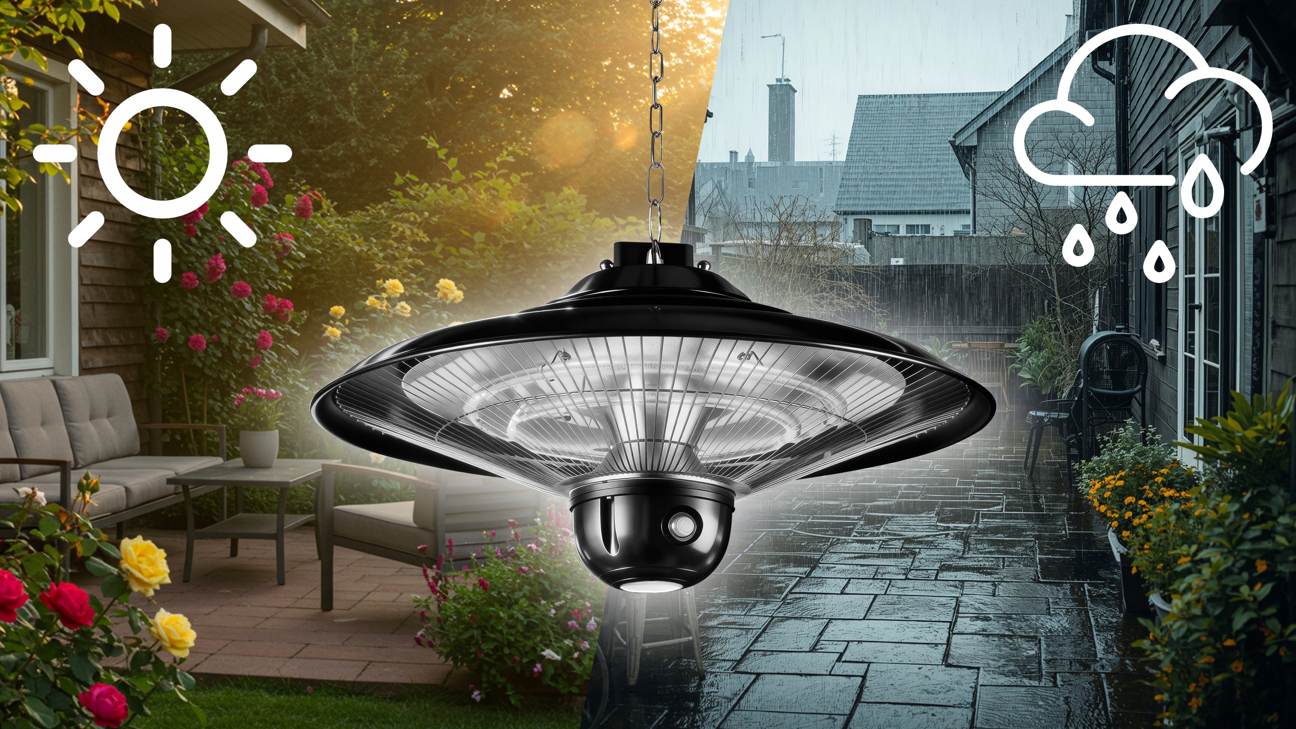 vIben SUNVEIL - promiennik sufitowy lampa grzewcza żarnik z pilotem na taras 2000W