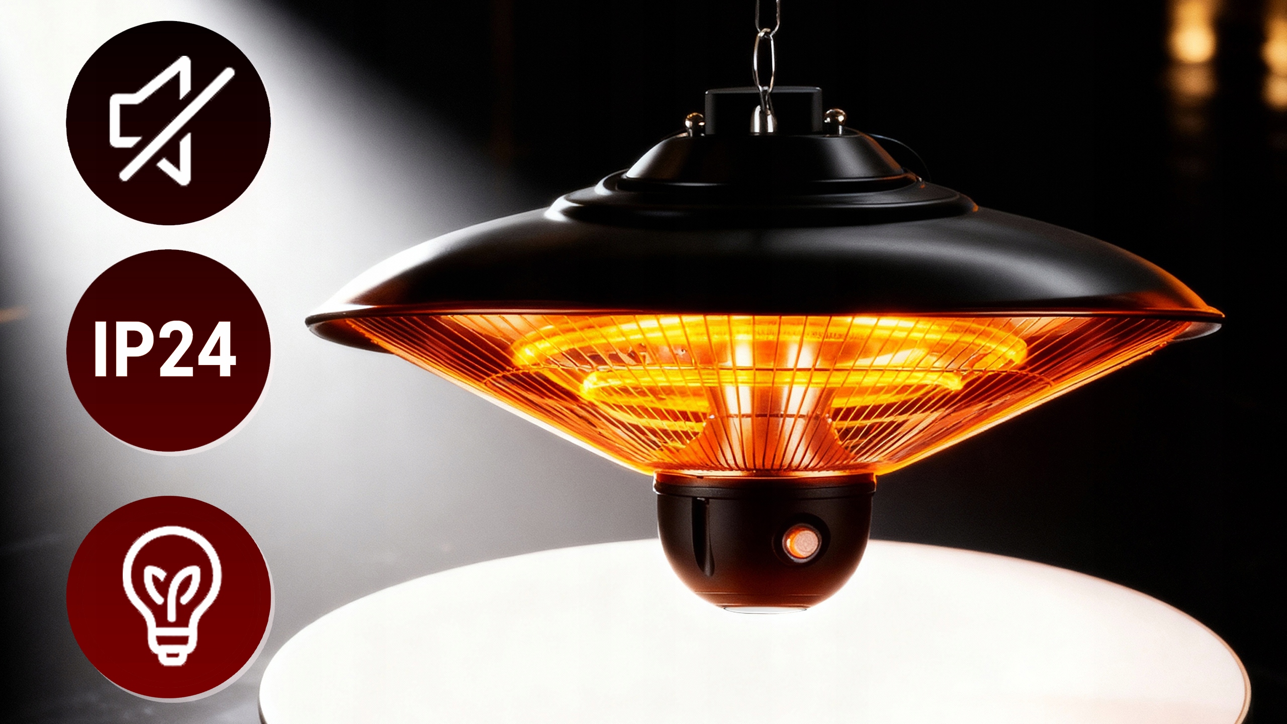 vIben SUNVEIL - promiennik sufitowy lampa grzewcza żarnik z pilotem na taras 2000W