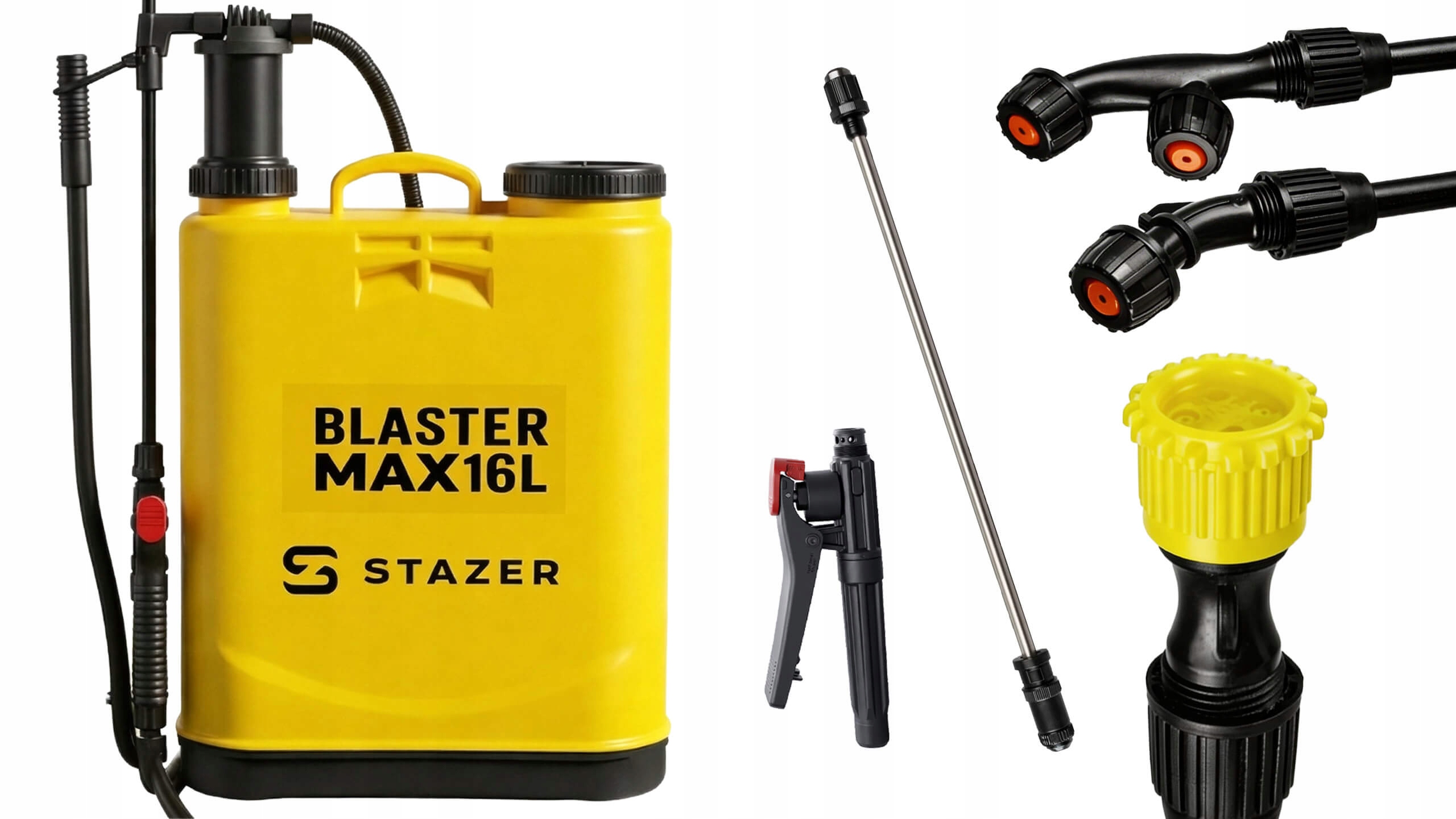 STAZER BLASTER MAX – Opryskiwacz Plecakowy Ciśnieniowy Ręczny Ogrodowy 16 l, Lanca Teleskopowa 46–80 cm