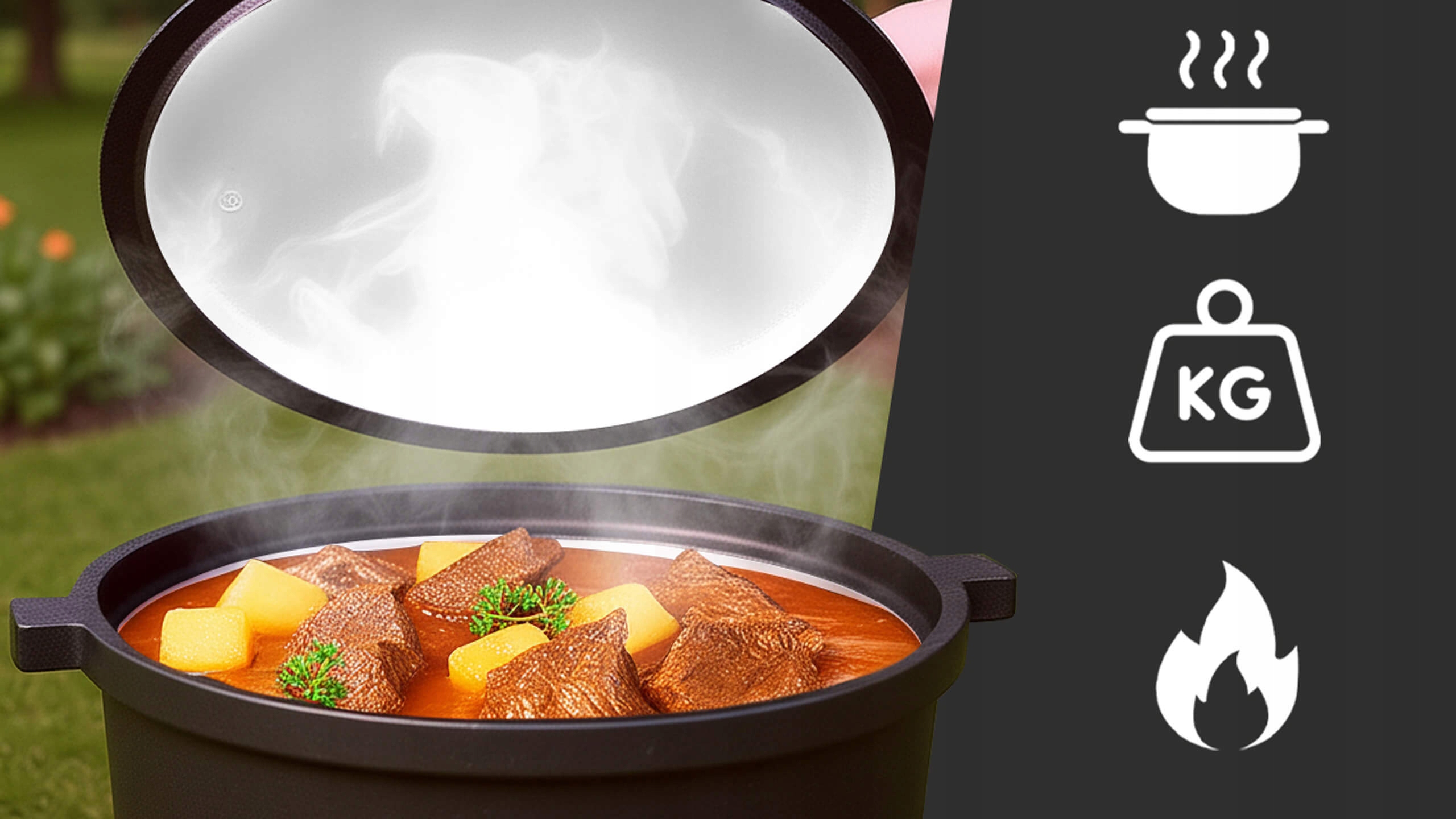 Kociołek żeliwny emaliowany, garnek myśliwski 5l na ognisko grill