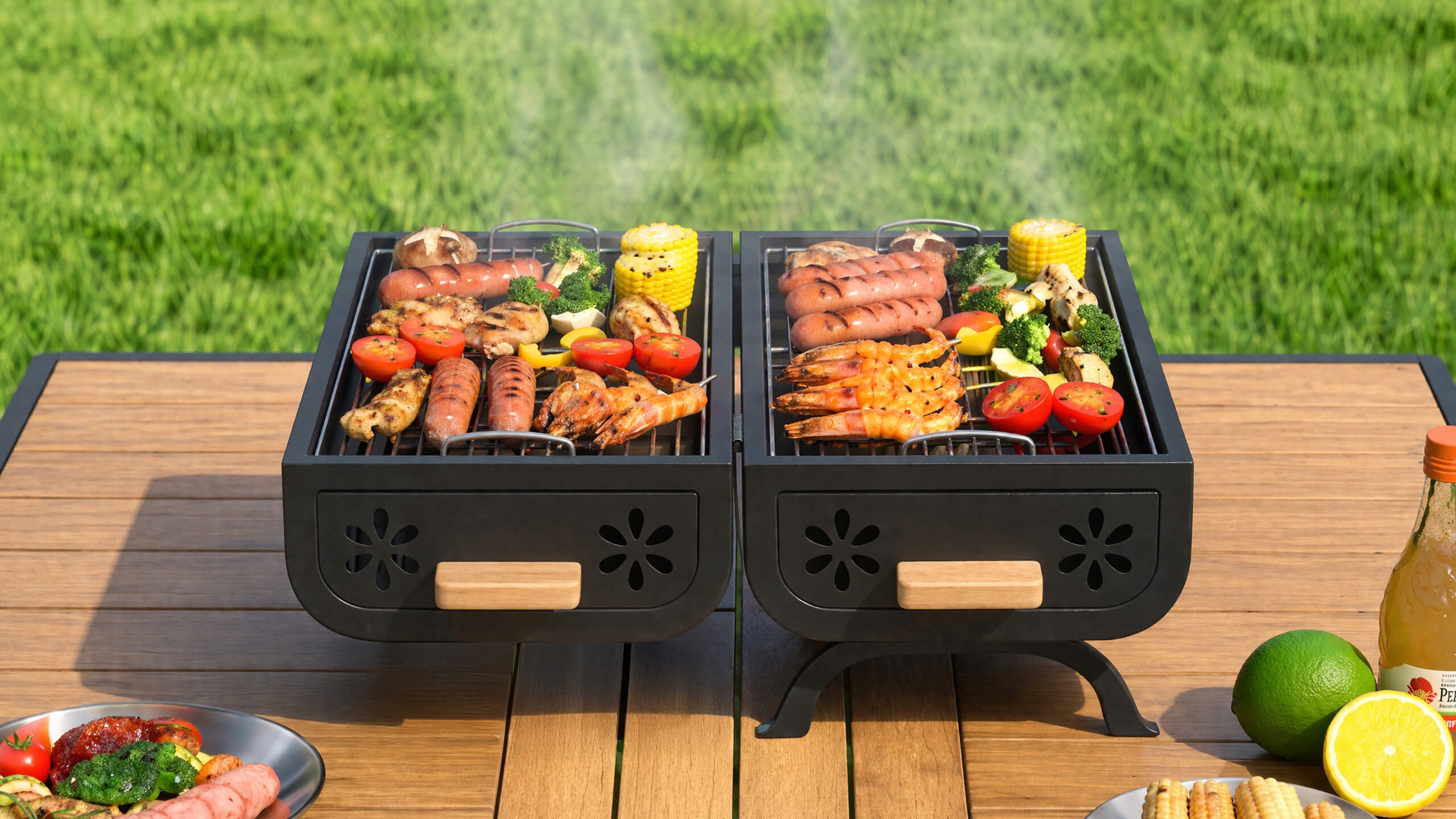 Grill turystyczny węglowy składany przenośny walizka kempingowy ogrodowy bbq skrzynka