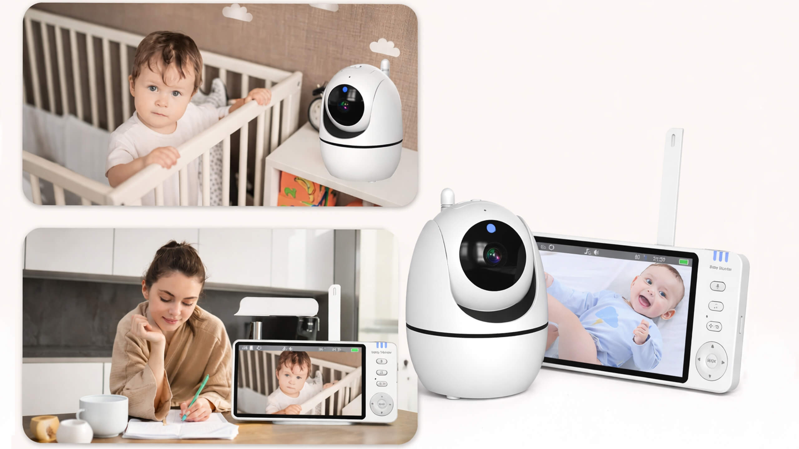 Niania elektroniczna z kamerą obrotową – baby monitor ekran LCD 5" HD