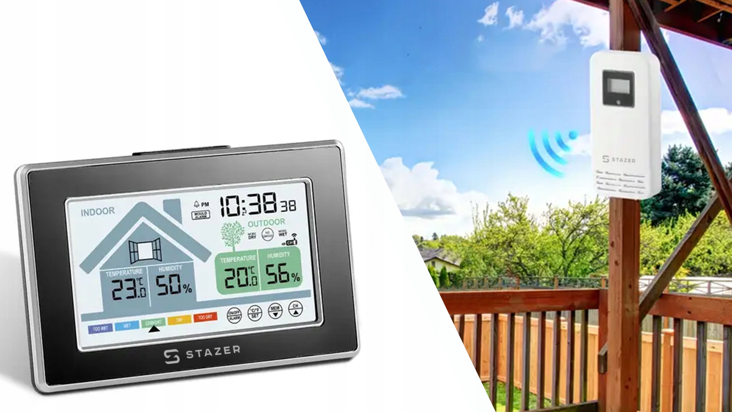 Stacja pogodowa pogody bezprzewodowa meteo termometr higrometr zegar LED