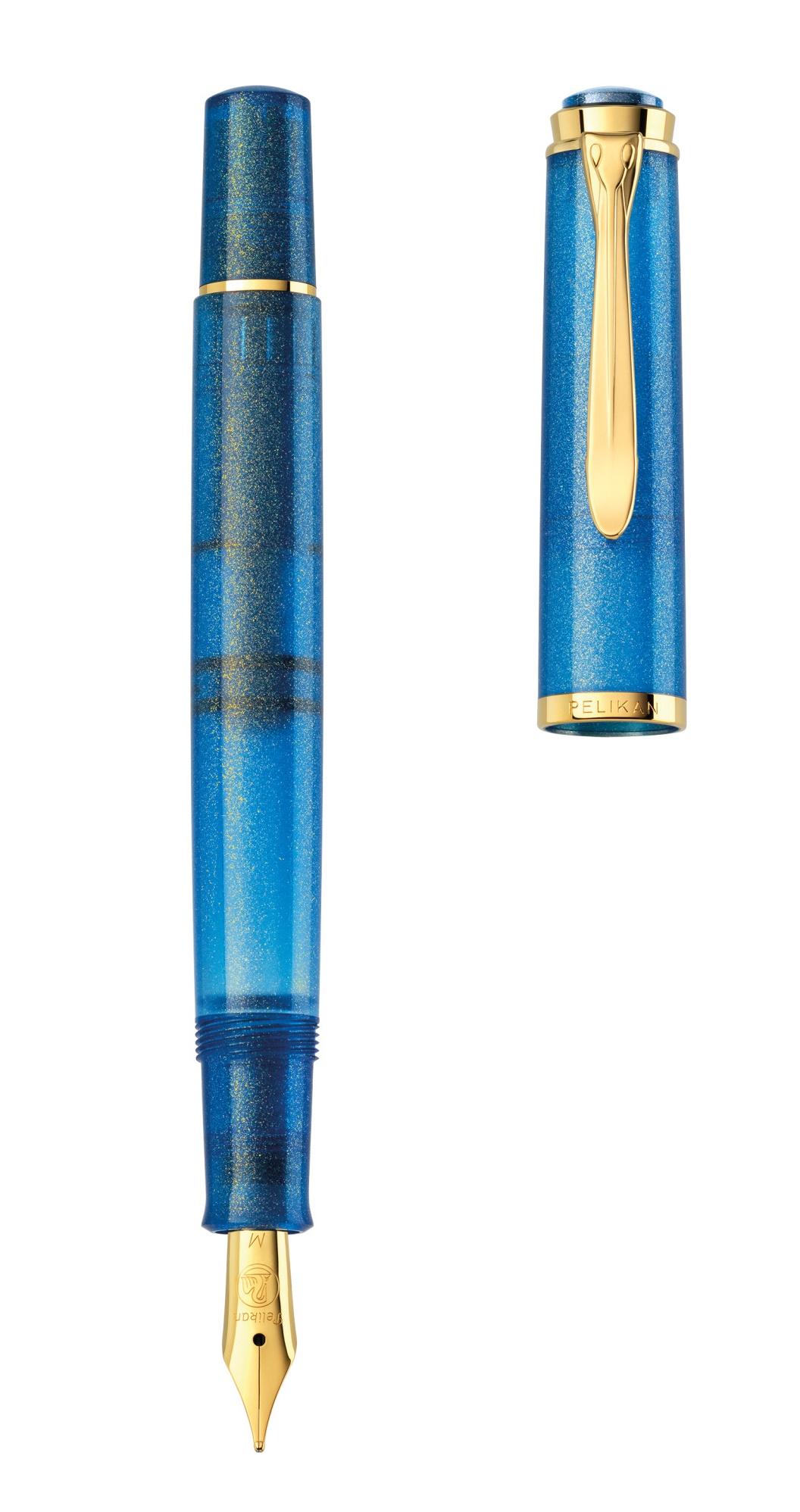 Stilou Pelikan Classic M200 EF Golden Lapis + Cerneala Edelstein