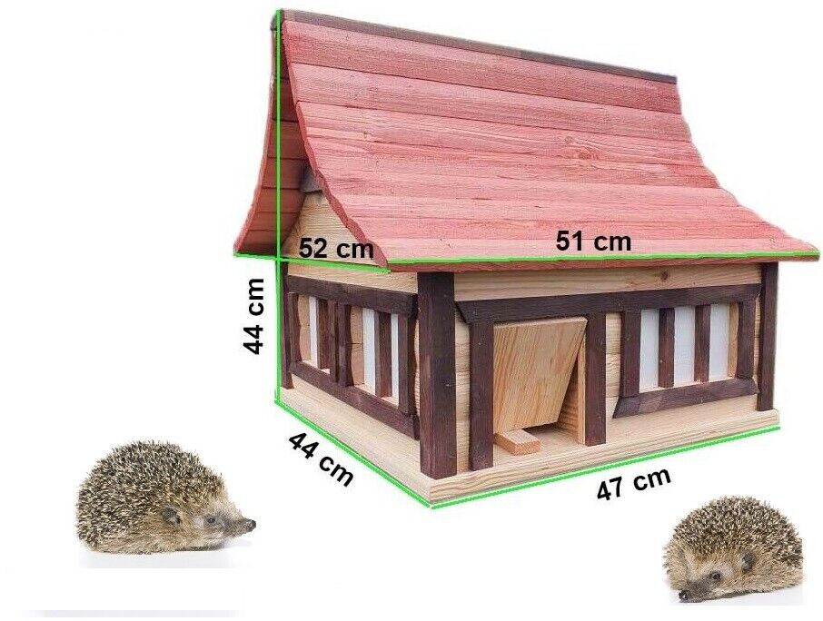 QLS Igelfutterhaus Aus Kiefernholz - Wetterfest Mit Abnehmbarem Dach