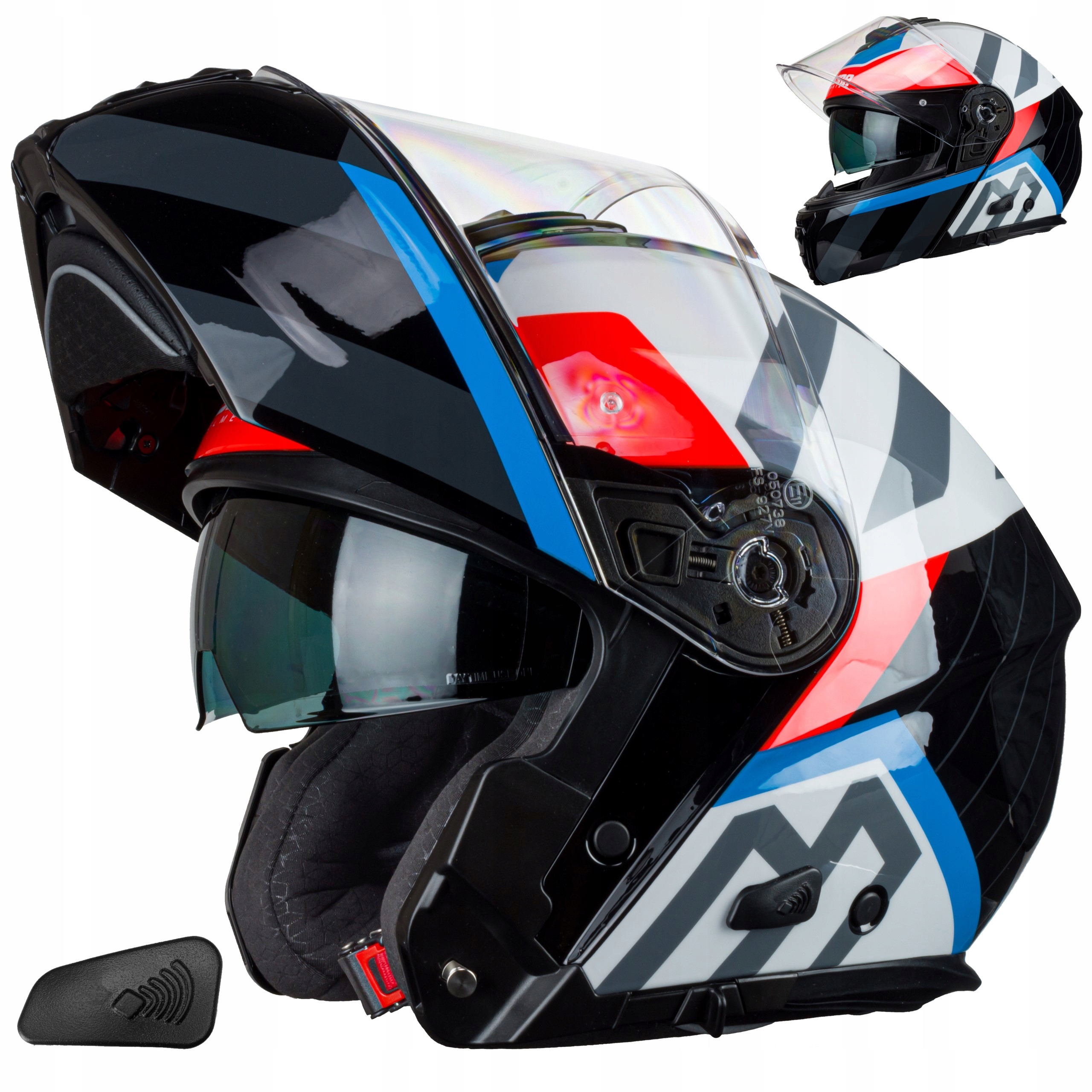 Kazu#13 Casca moto cu intercom, Cassida, Fibra de sticla, Multicolor