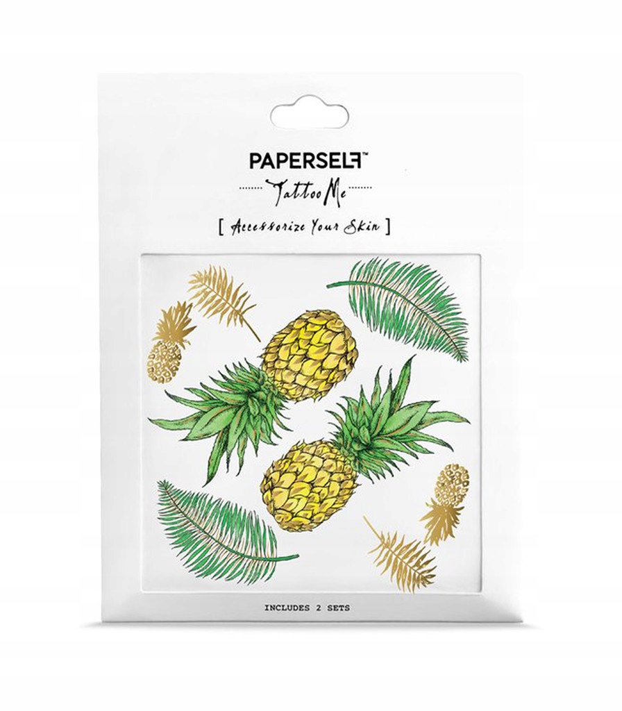 Tatuaż kolory ananas tymczasowy na nogi Paperself