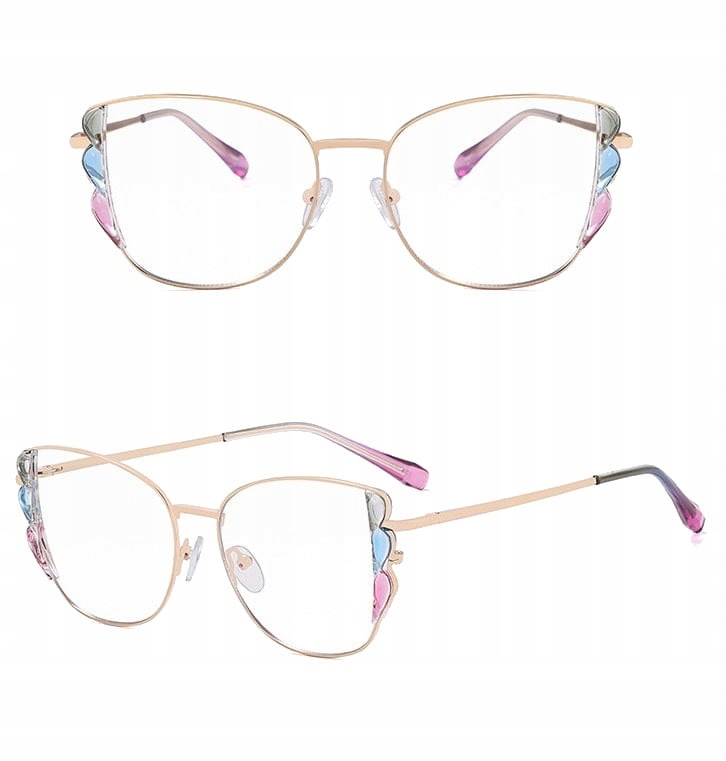 ZŁOTE Damskie Okulary Zerówki do KOMPUTERA Blue Light UV OPRAWKI Flexy OCHR