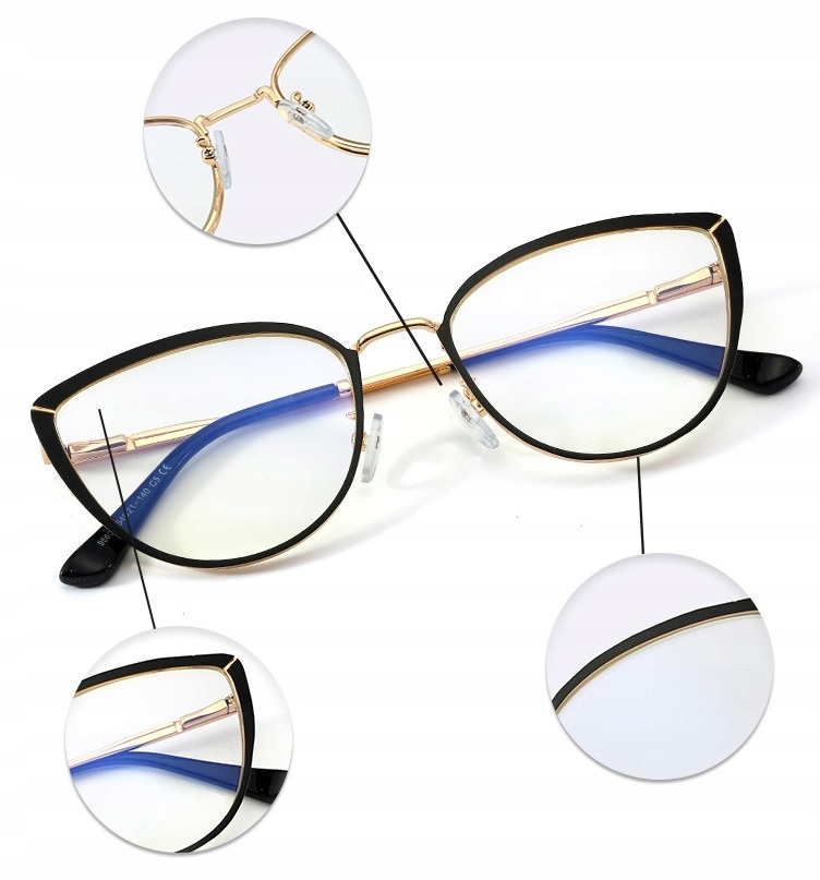 Damskie OKULARY ZERÓWKI Z FILTREM BLUE LIGHT DO KOMPUTERA Oprawki OCHRONNE