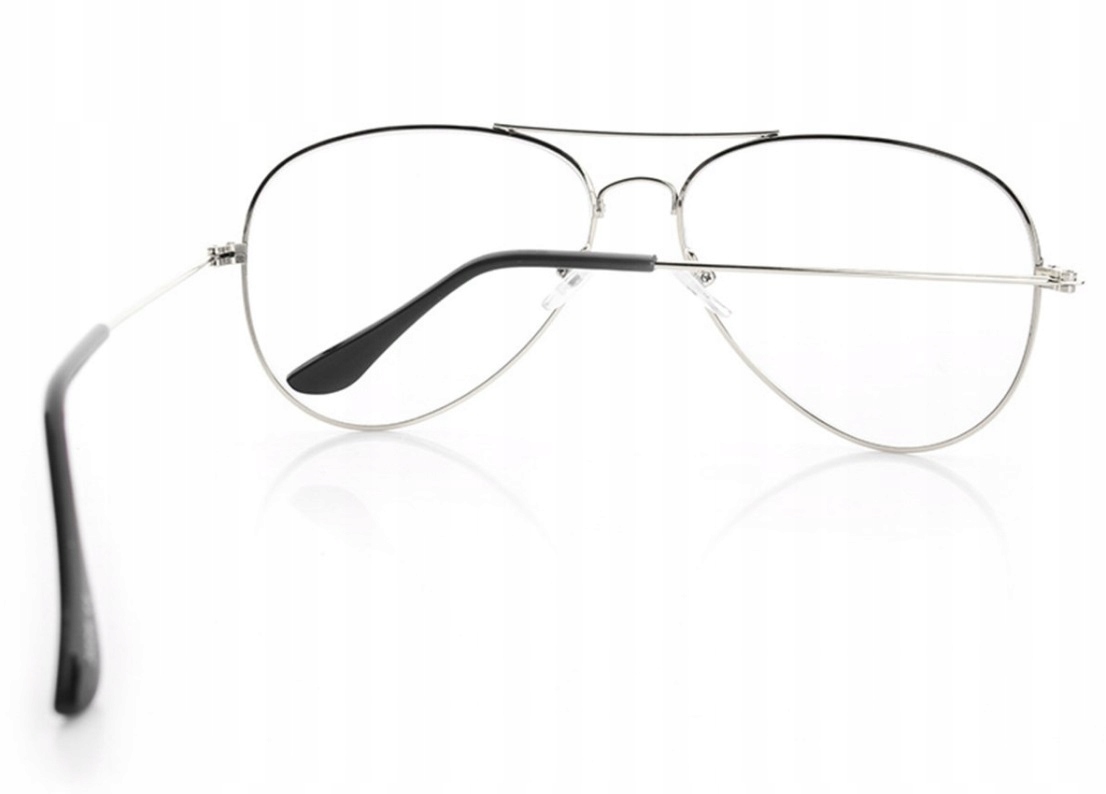Damskie Okulary Zerówki PILOTKI AVIATOR Srebrne