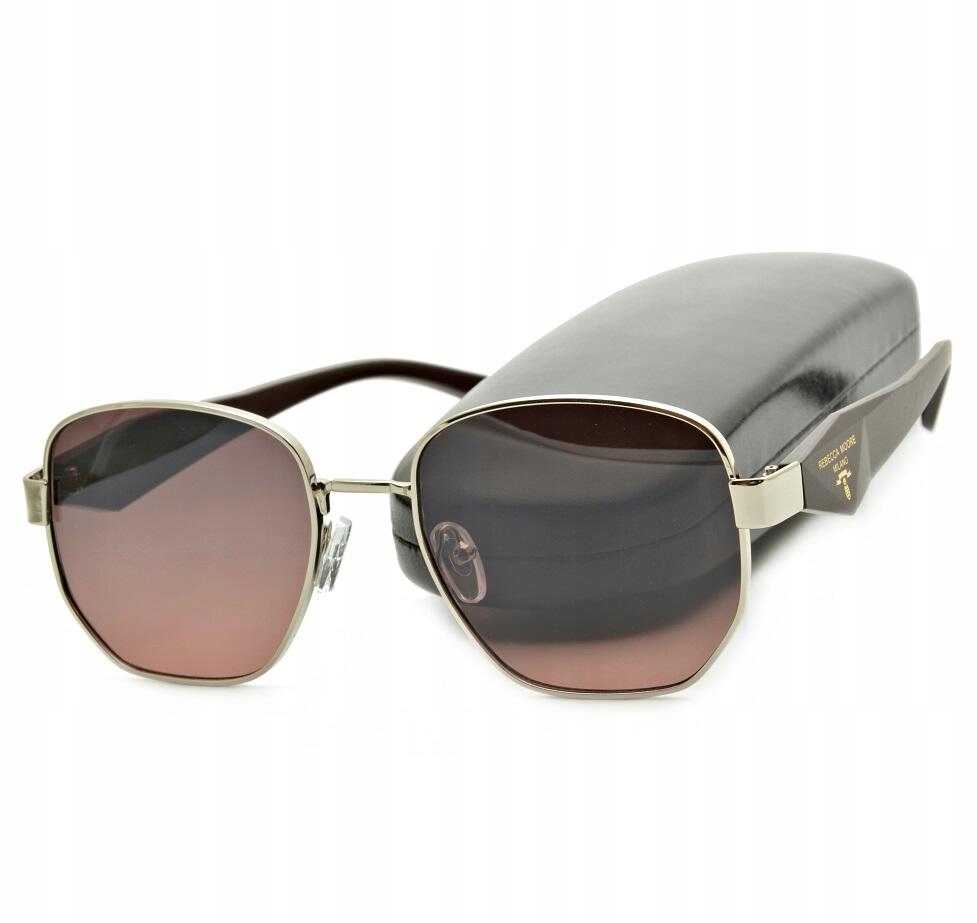 Damskie OKULARY PRZECIWSŁONECZNE UV Rebecca Moore Srebrno Brązowe