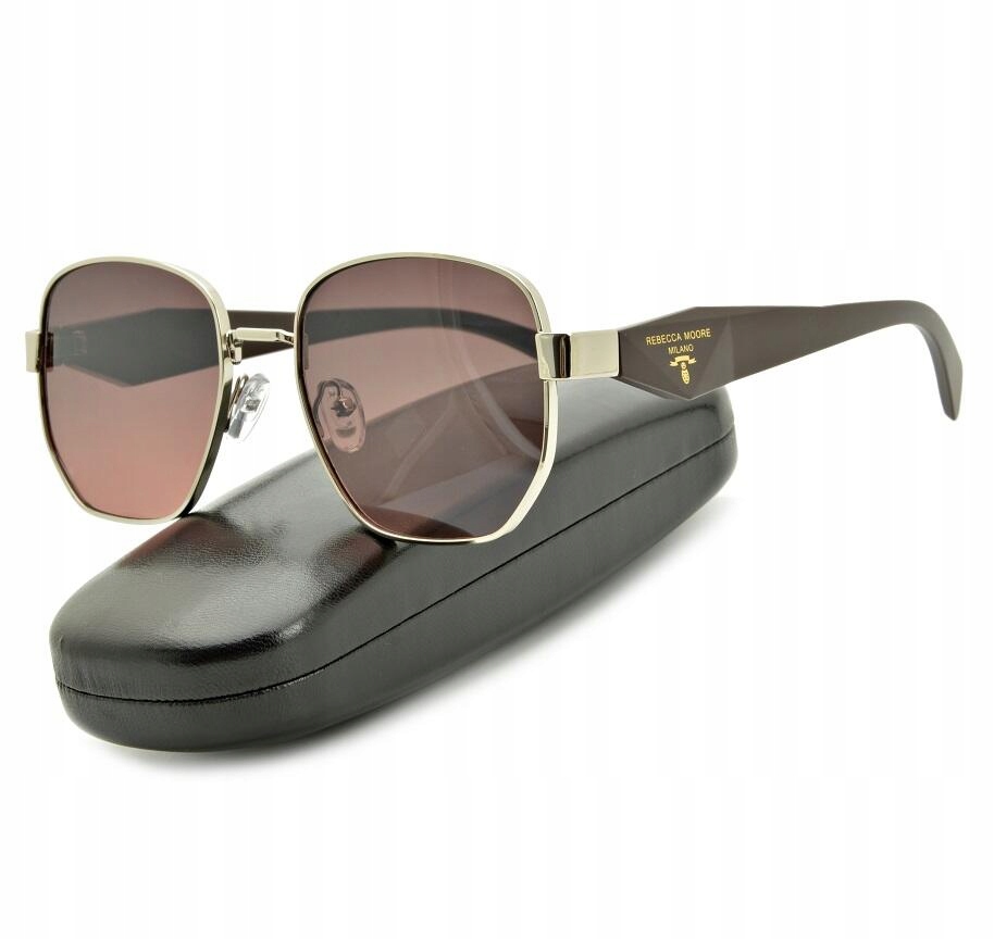 Damskie OKULARY PRZECIWSŁONECZNE UV Rebecca Moore Srebrno Brązowe