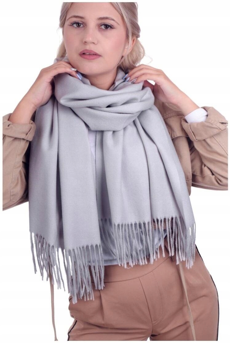SZAL DAMSKI CHUSTA DUŻY CIEPŁY Szalik SZARY