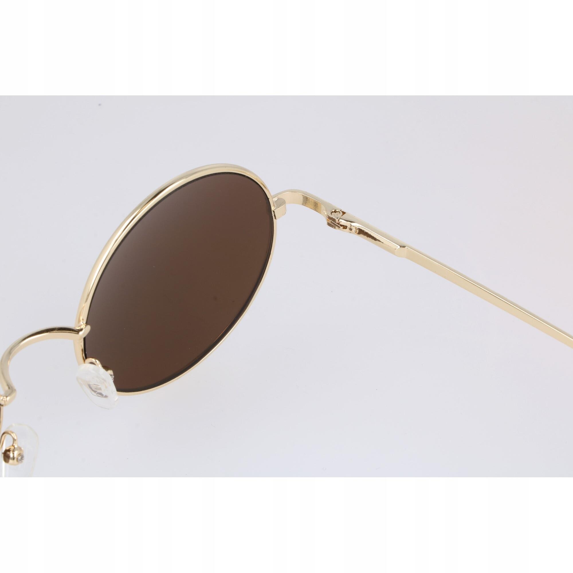 ZŁOTE LENONKI OKRĄGŁE Okulary PRZECIWSŁONECZNE