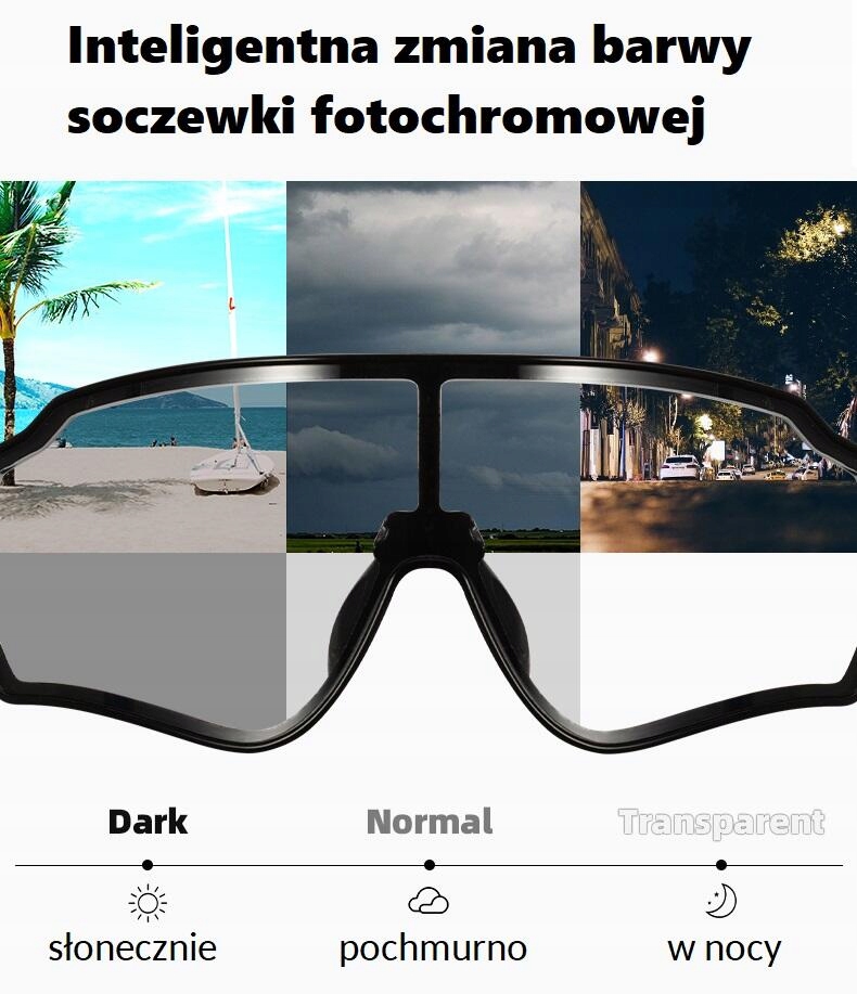 Rowerowe Okulary PRZECIWSŁONECZNE FOTOCHROM Ramka