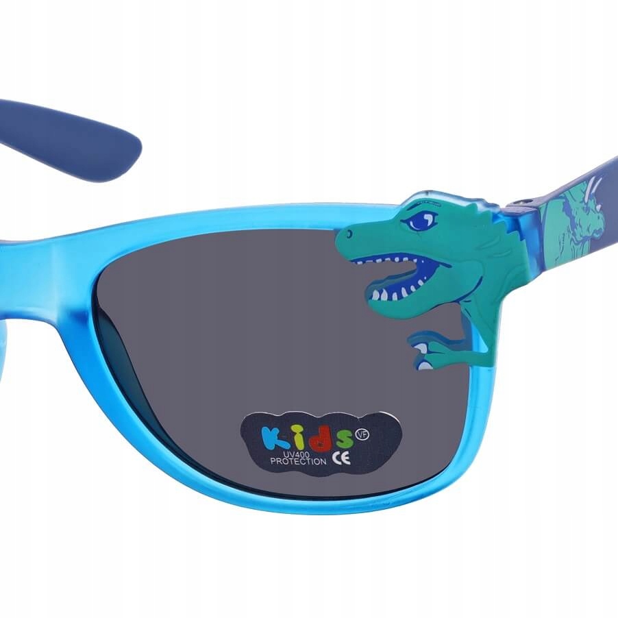 Dziecięce Okulary przeciwsłoneczne DINOZAUR niebieskie dla dzieci + ETUI